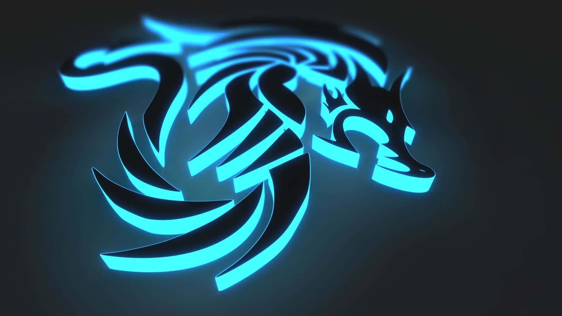 Fondo de logotipo de dragón azul neón Fondos de pantalla