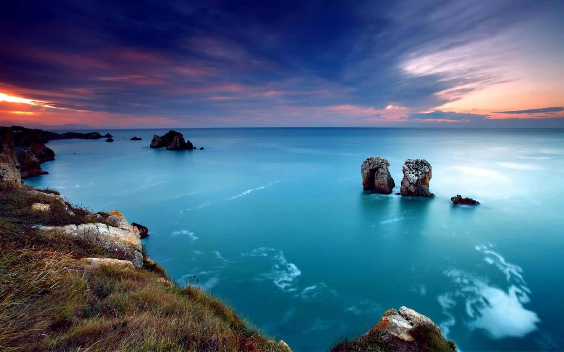 Fondo de Naturaleza 1080p Mar Azul Rocoso Fondos de pantalla