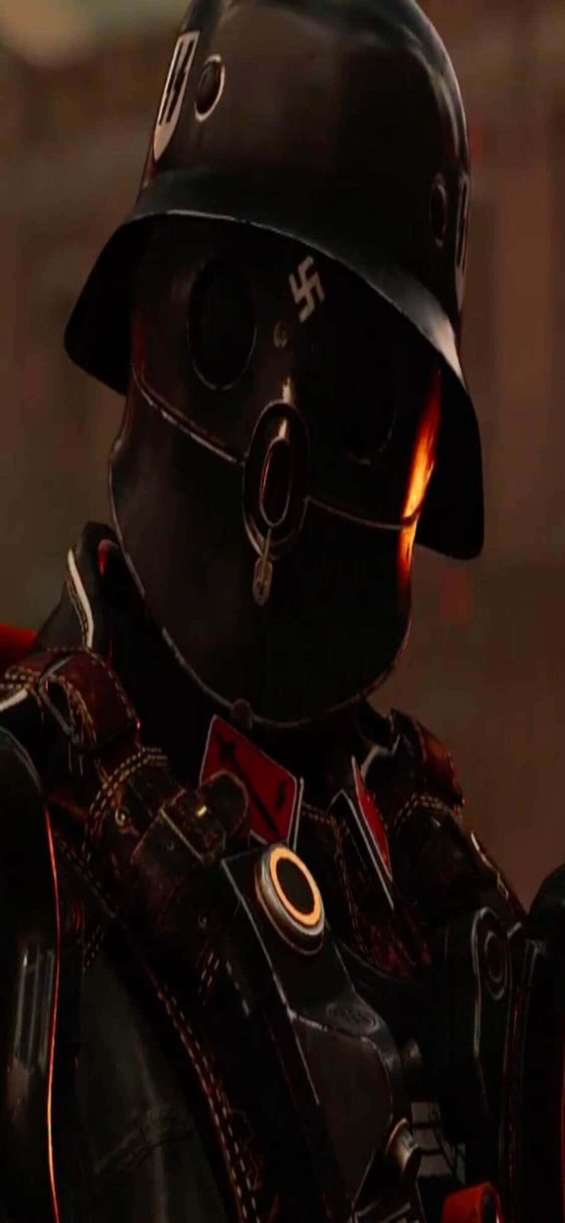 Fondo de nazi con traje negro de Wolfenstein II para iPhone Xs Fondos de pantalla