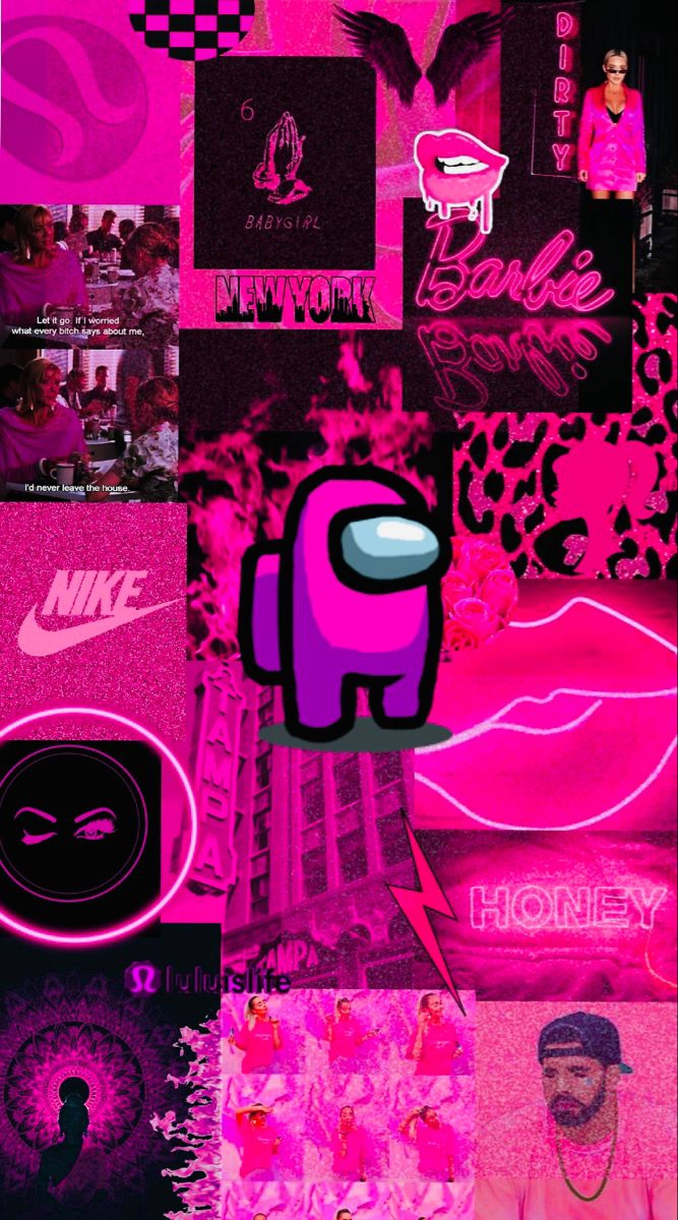 Fondo de neón rosa estético de Among US Fondos de pantalla