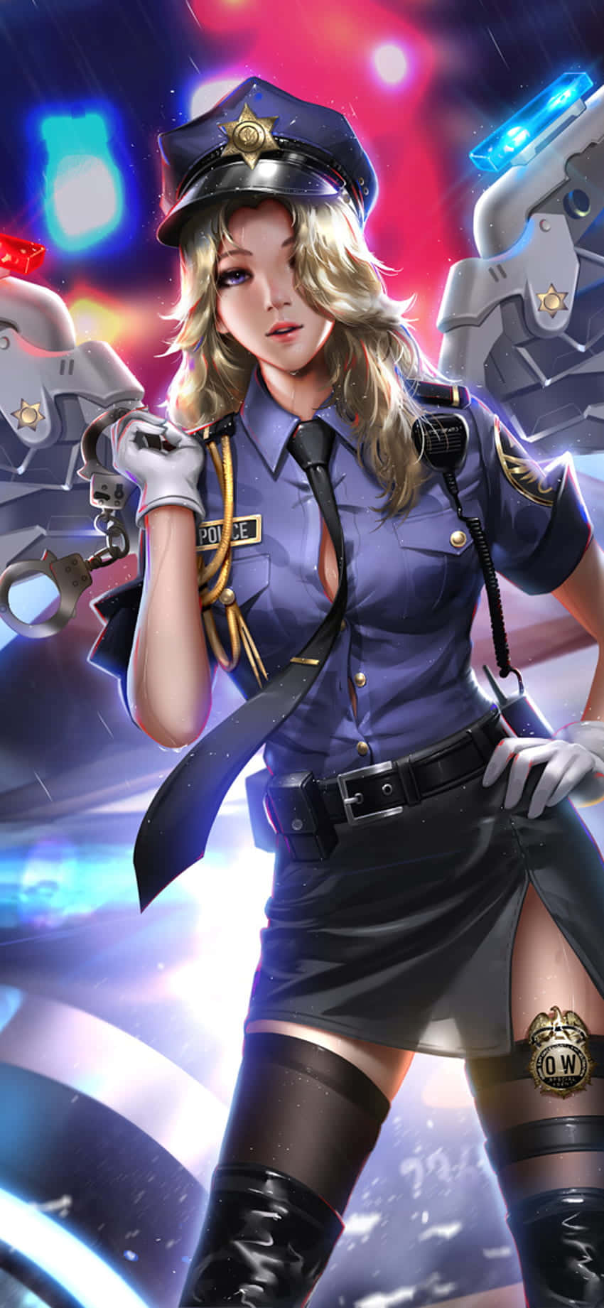 Fondo de Overwatch para iPhone XS con Mercy en uniforme policial Fondos de pantalla