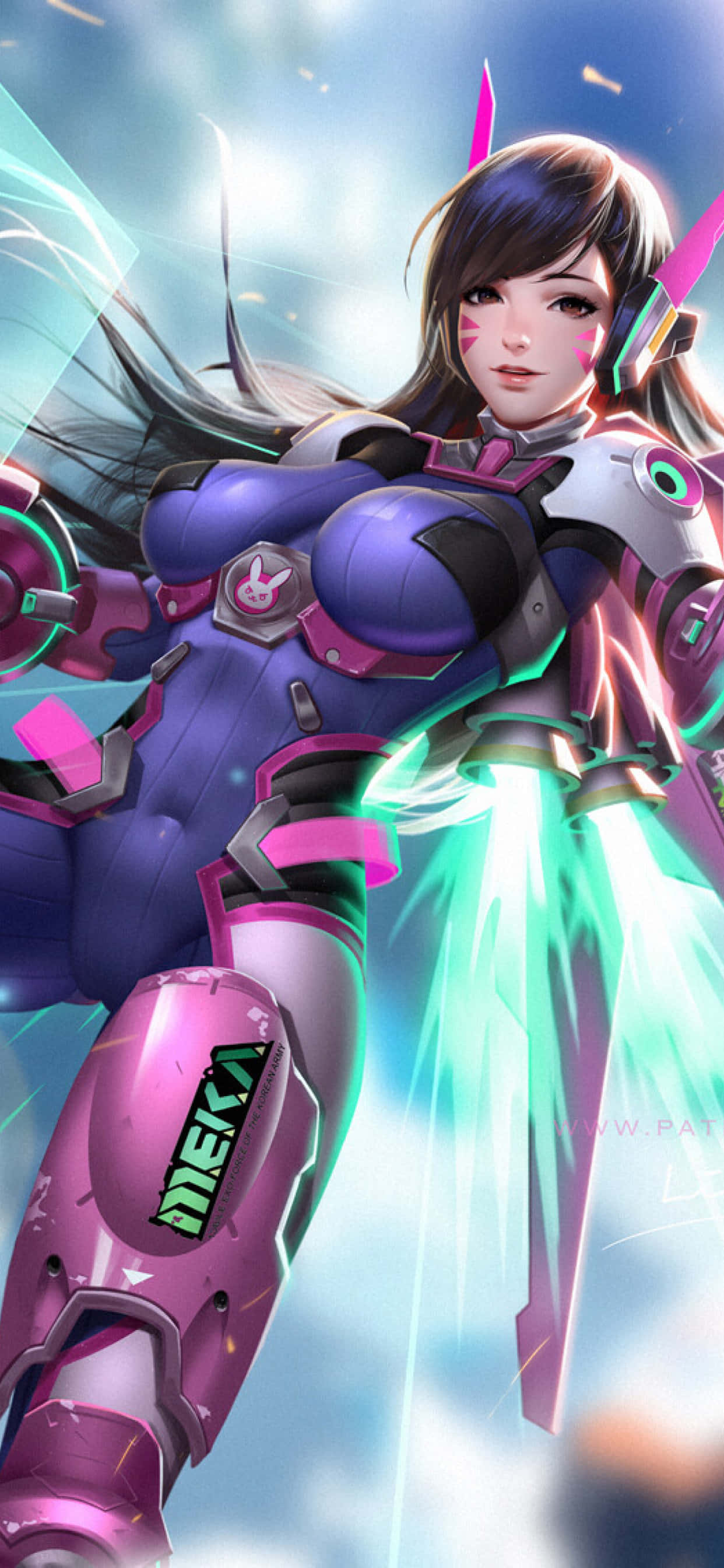 Fondo de Overwatch para iPhone XS Max con D.Va y sus alas Fondos de pantalla