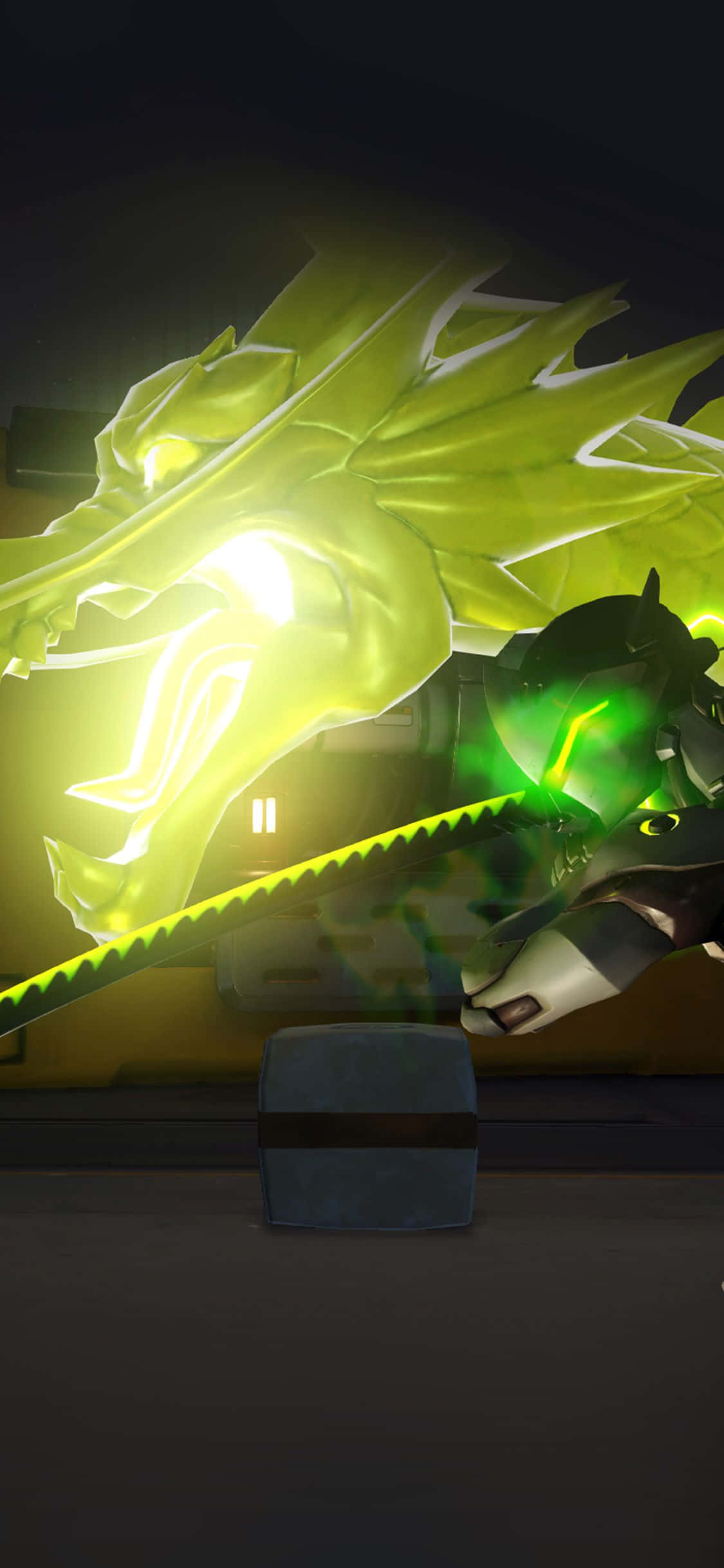 Fondo de Overwatch para iPhone Xs Max con Genji y su poder de dragón Fondos de pantalla
