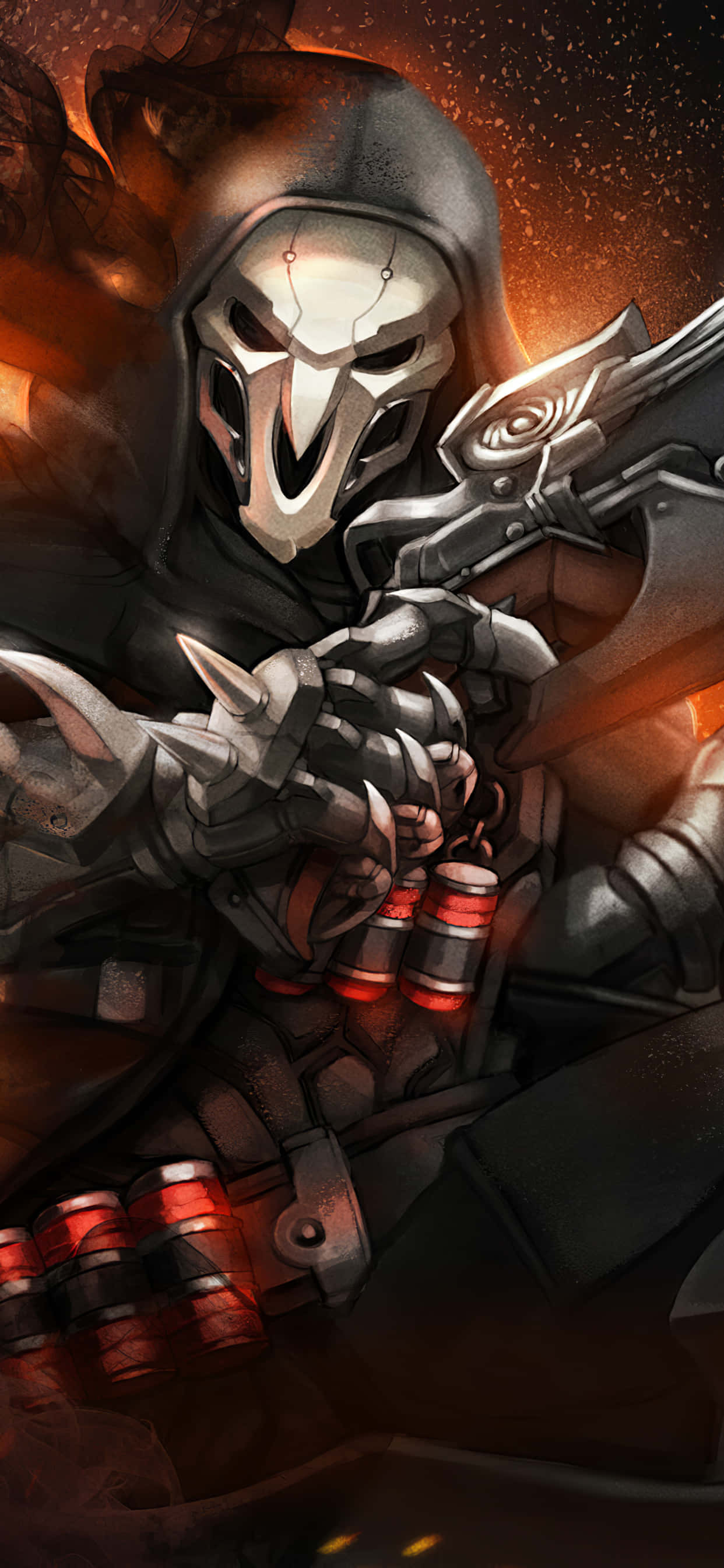 Fondo de Overwatch para iPhone Xs Max con Reaper y sus pistolas Fondos de pantalla