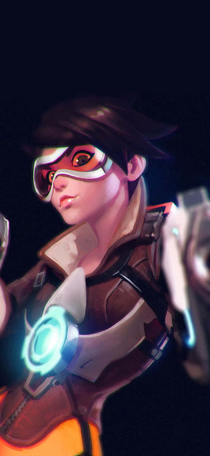Fondo de Overwatch para iPhone XS Max con Tracer mirando hacia abajo Fondos de pantalla