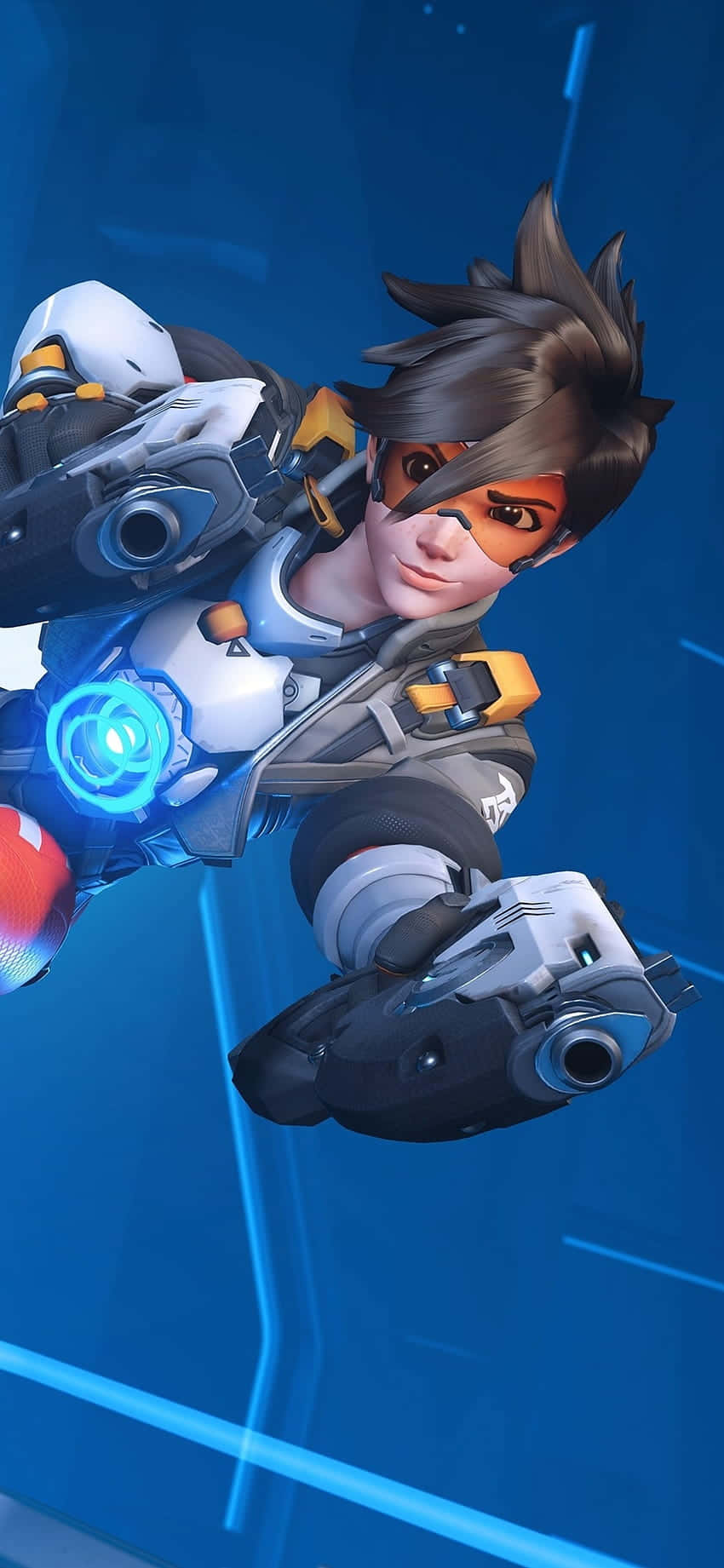 Fondo de Overwatch para iPhone XS Max con Tracer y pistolas dobles Fondos de pantalla