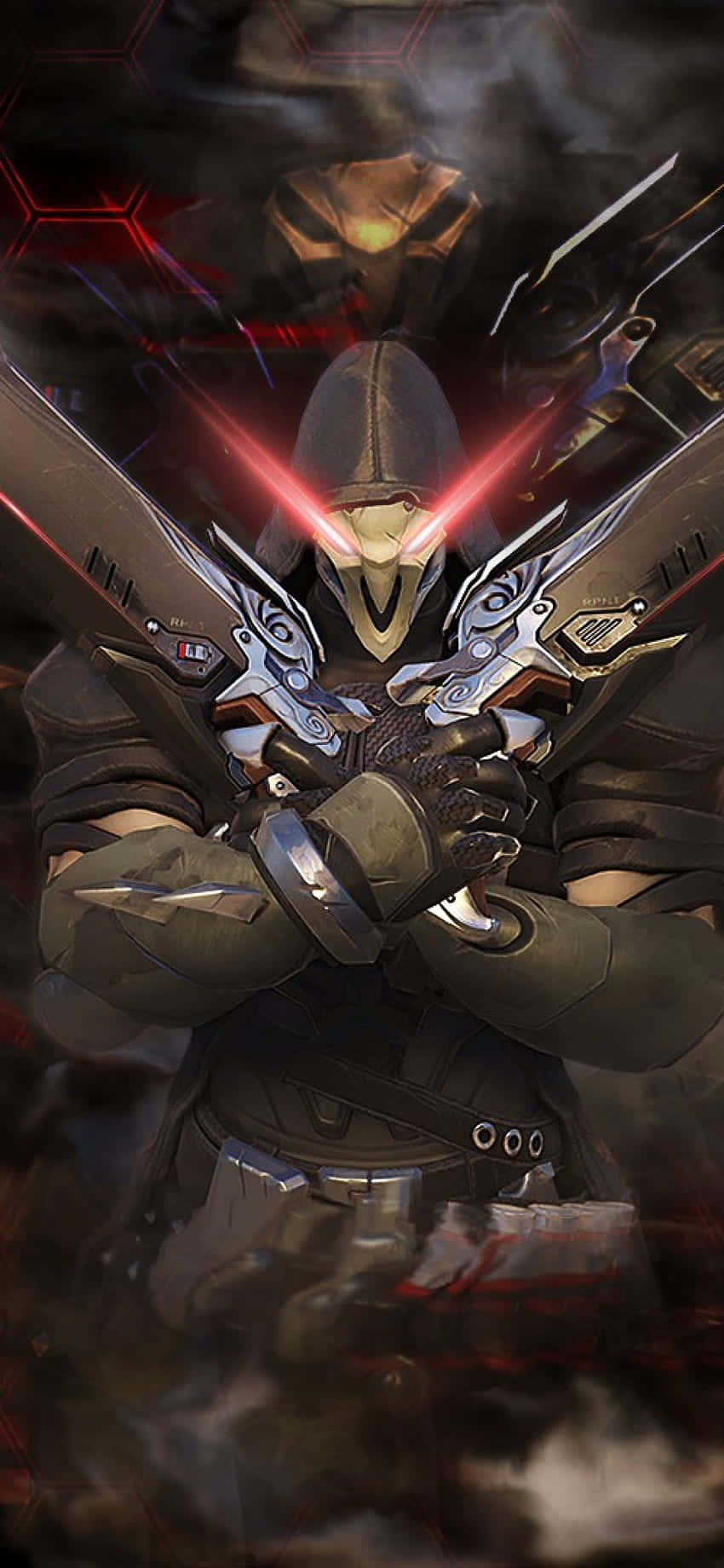 Fondo de Overwatch para iPhone XS Max con Reaper y sus pistolas dobles Fondos de pantalla
