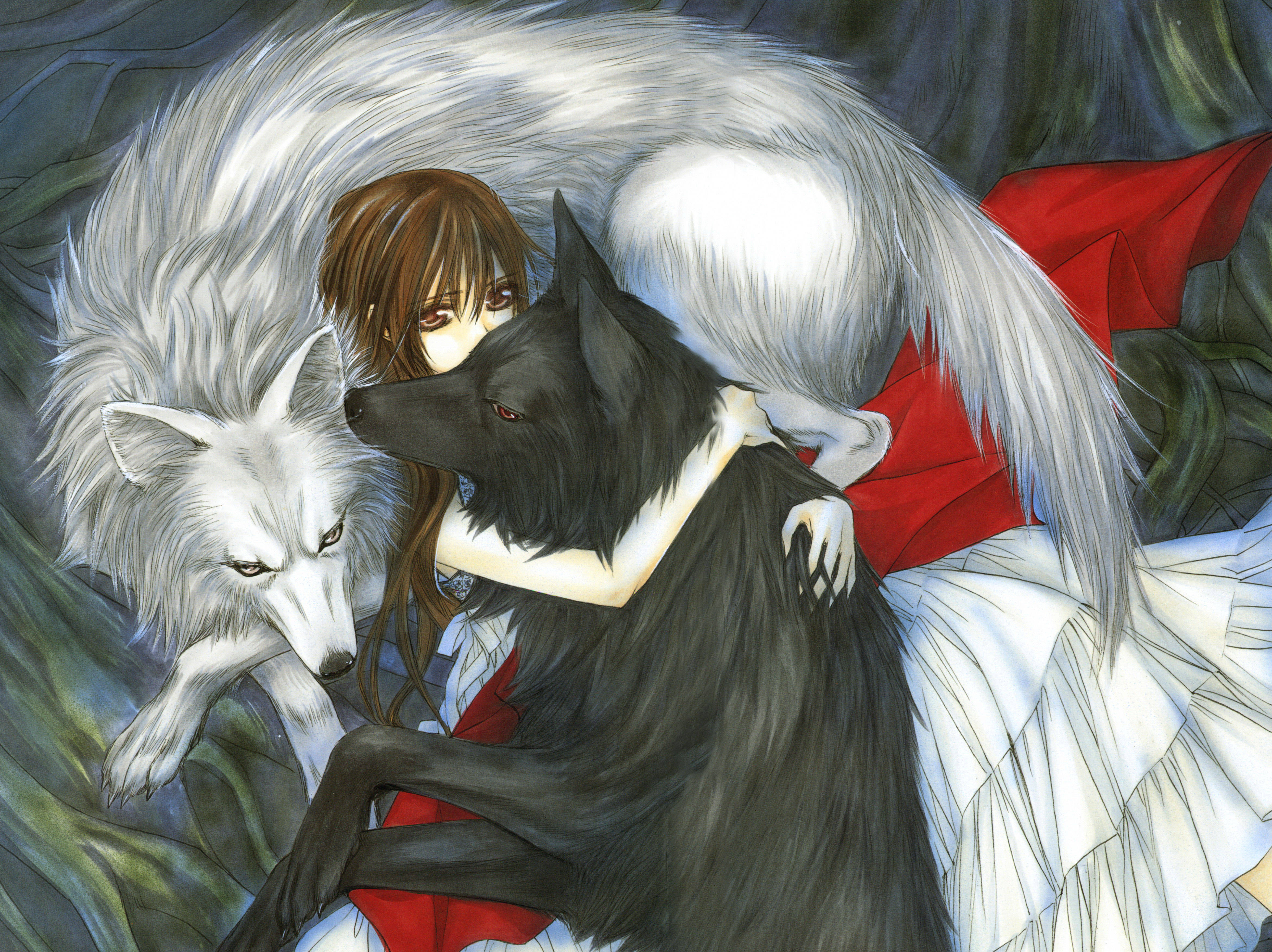 Fondo de pantalla 4K de Vampire Knight con Yuuki y lobos Fondos de pantalla