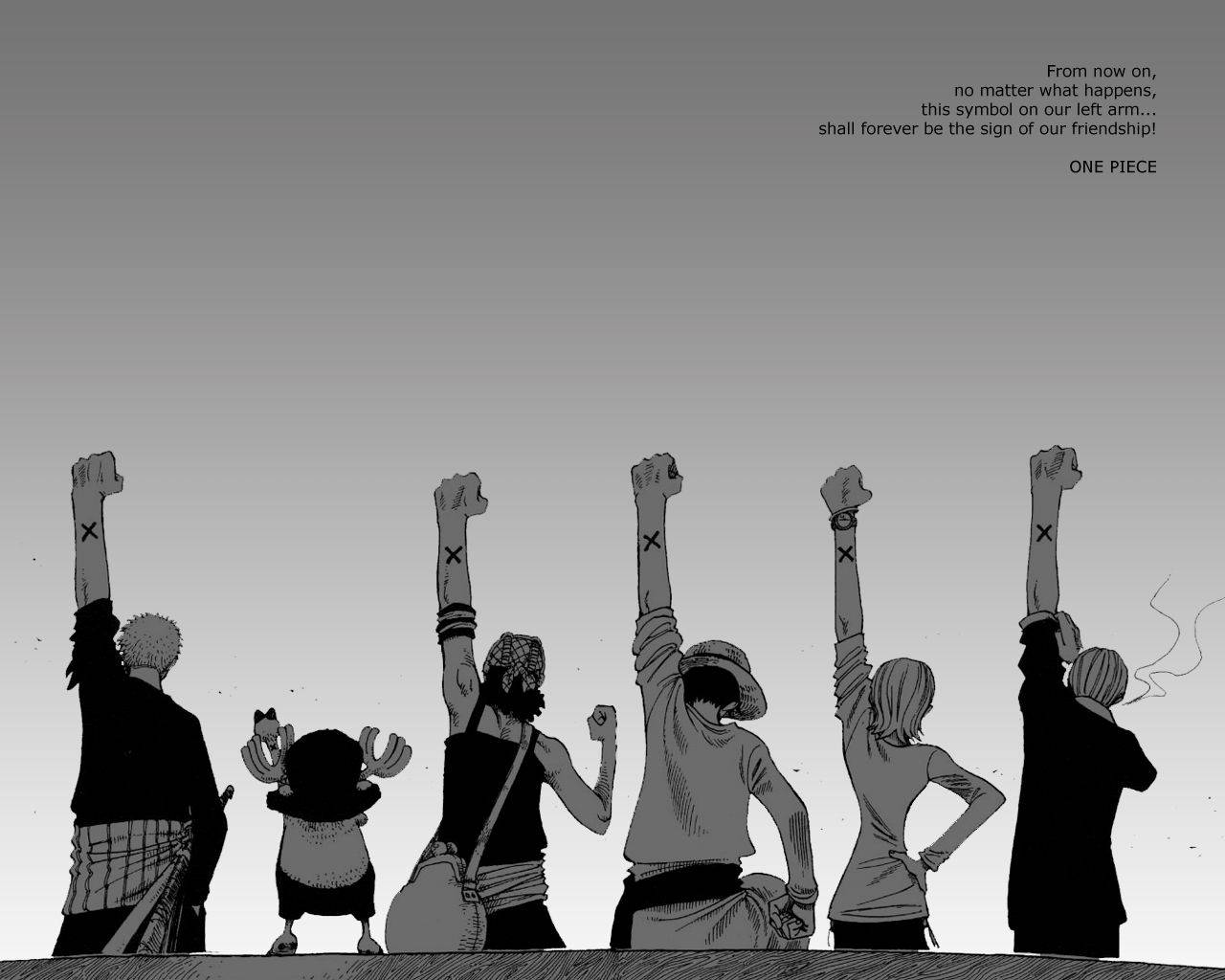 Fondo de Pantalla de One Piece con Frase de Amistad para Escritorio Fondos de pantalla