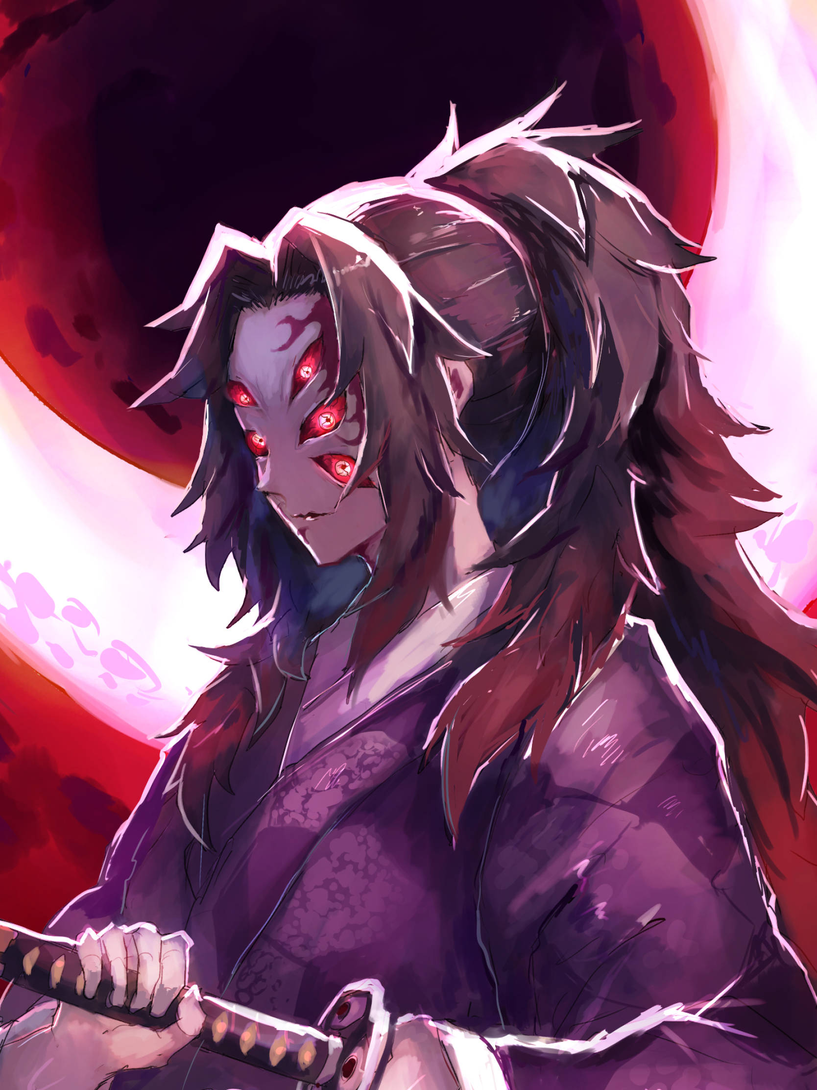 Fondo de pantalla impactante de Kokushibo de Demon Slayer para iPhone Fondos de pantalla
