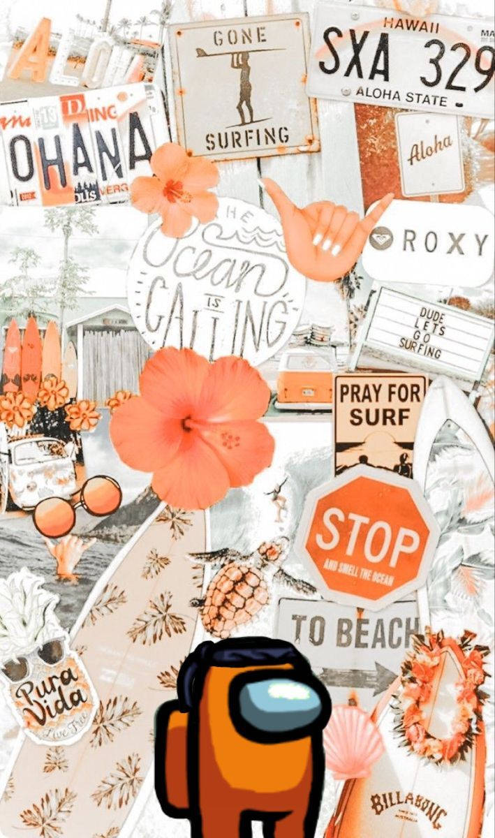 Fondo de pantalla naranja estético de Among US para iPhone Fondos de pantalla