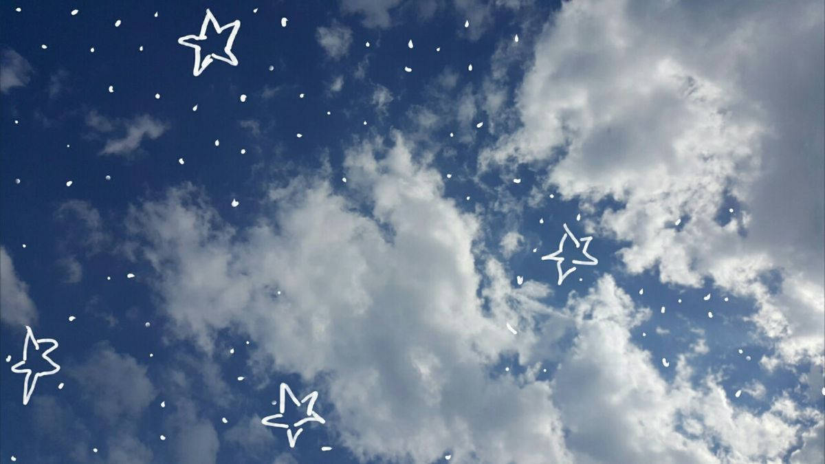 Fondo de pantalla indie estético de cielo azul con estrellas para laptop Fondos de pantalla