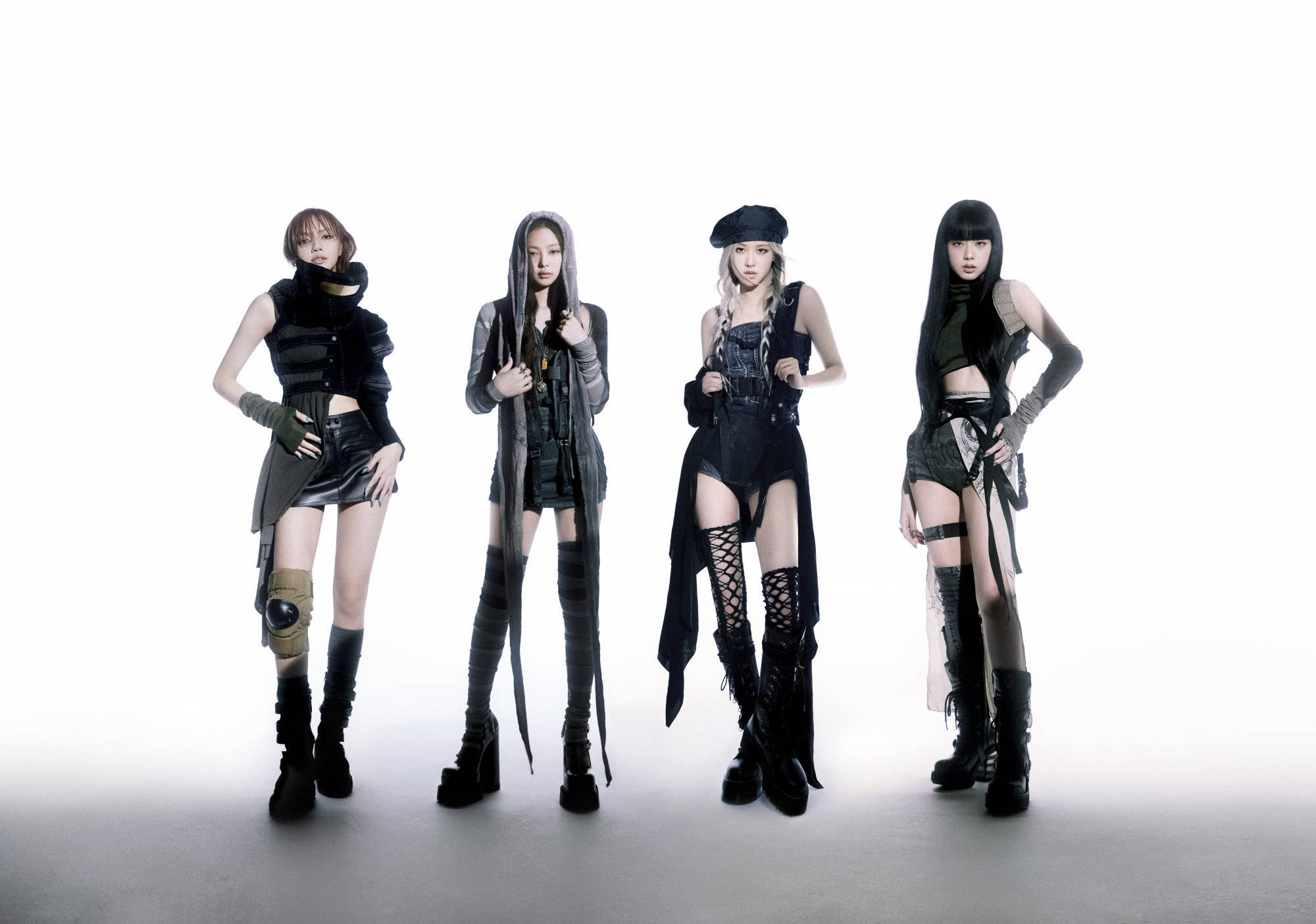 Fondo de pantalla impresionante de Blackpink con atuendos negros para escritorio Fondos de pantalla