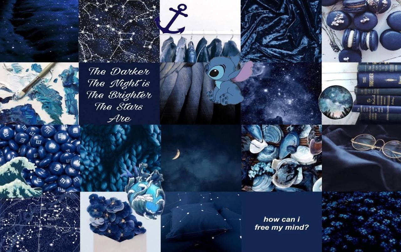 Fondo de pantalla collage estético temático azul oscuro para laptop Fondos de pantalla