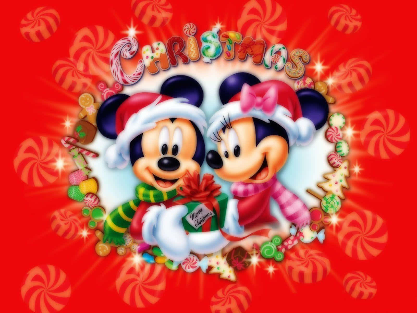Fondo de pantalla navideño de Mickey y Minnie Mouse Fondos de pantalla