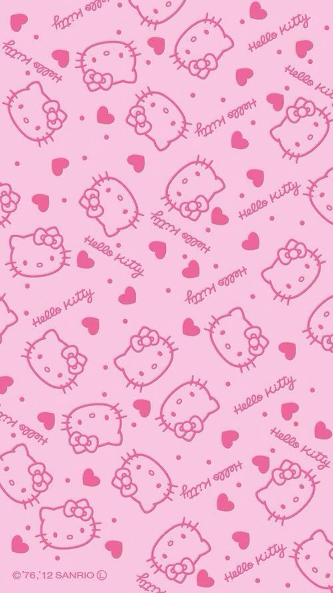 Fondo de pantalla de Hello Kitty rosa con corazones
