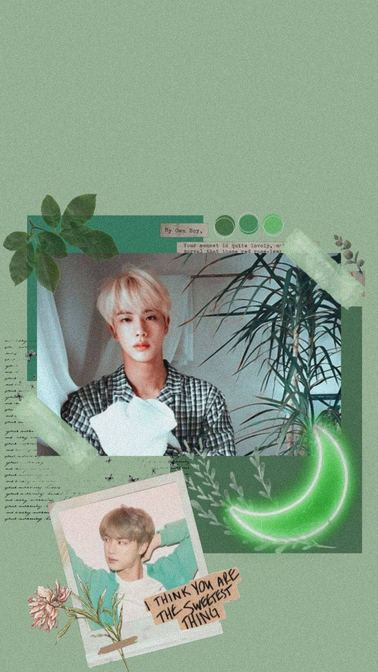 Fondo de pantalla verde estético de Jin de BTS Fondos de pantalla