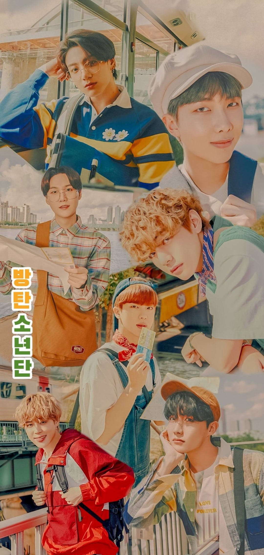 Fondo de pantalla collage retro lindo de BTS Fondos de pantalla