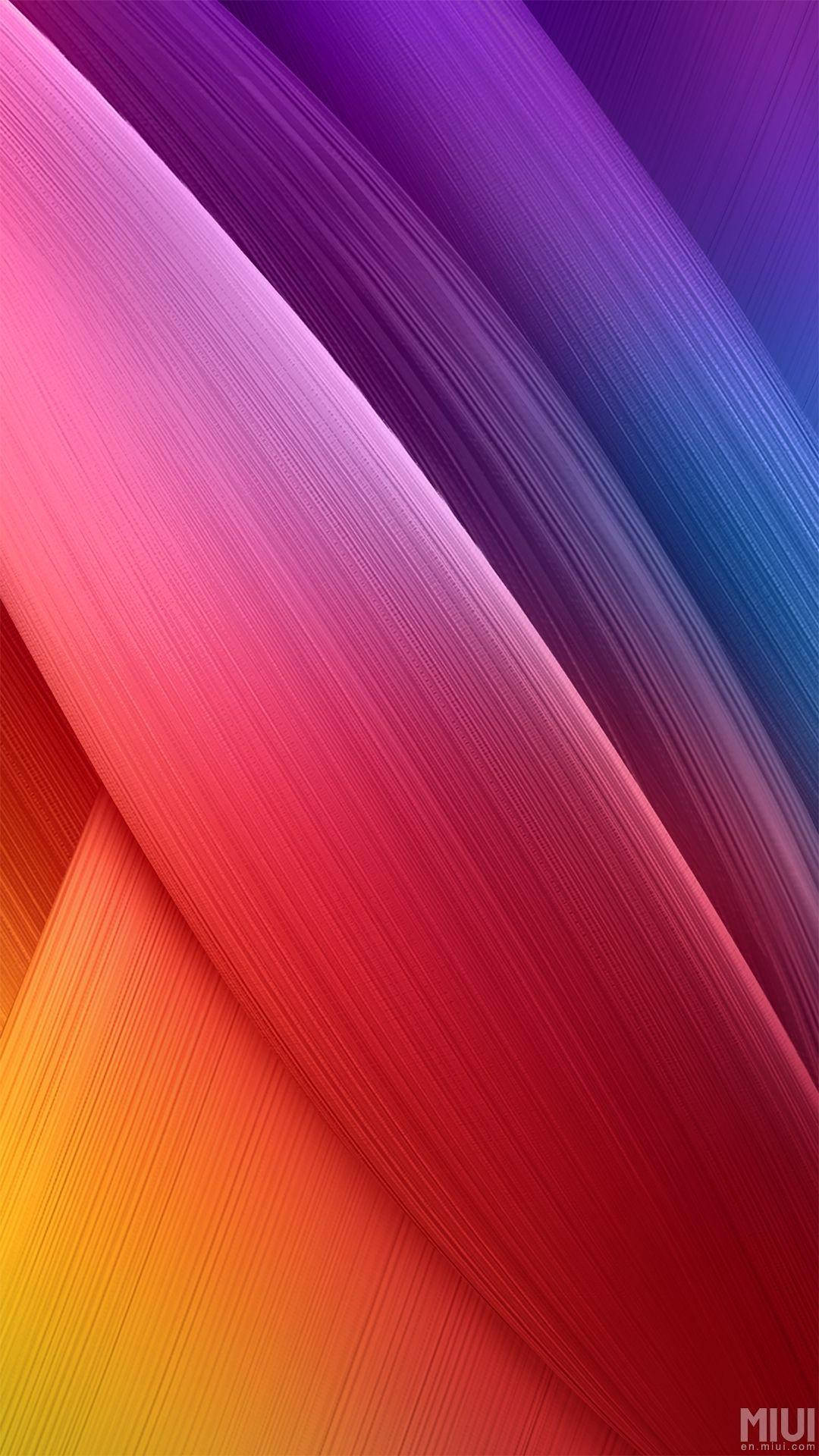 Fondo de Pantalla MIUI Radiante con Franjas Púrpura, Naranja y Rojo Fondos de pantalla