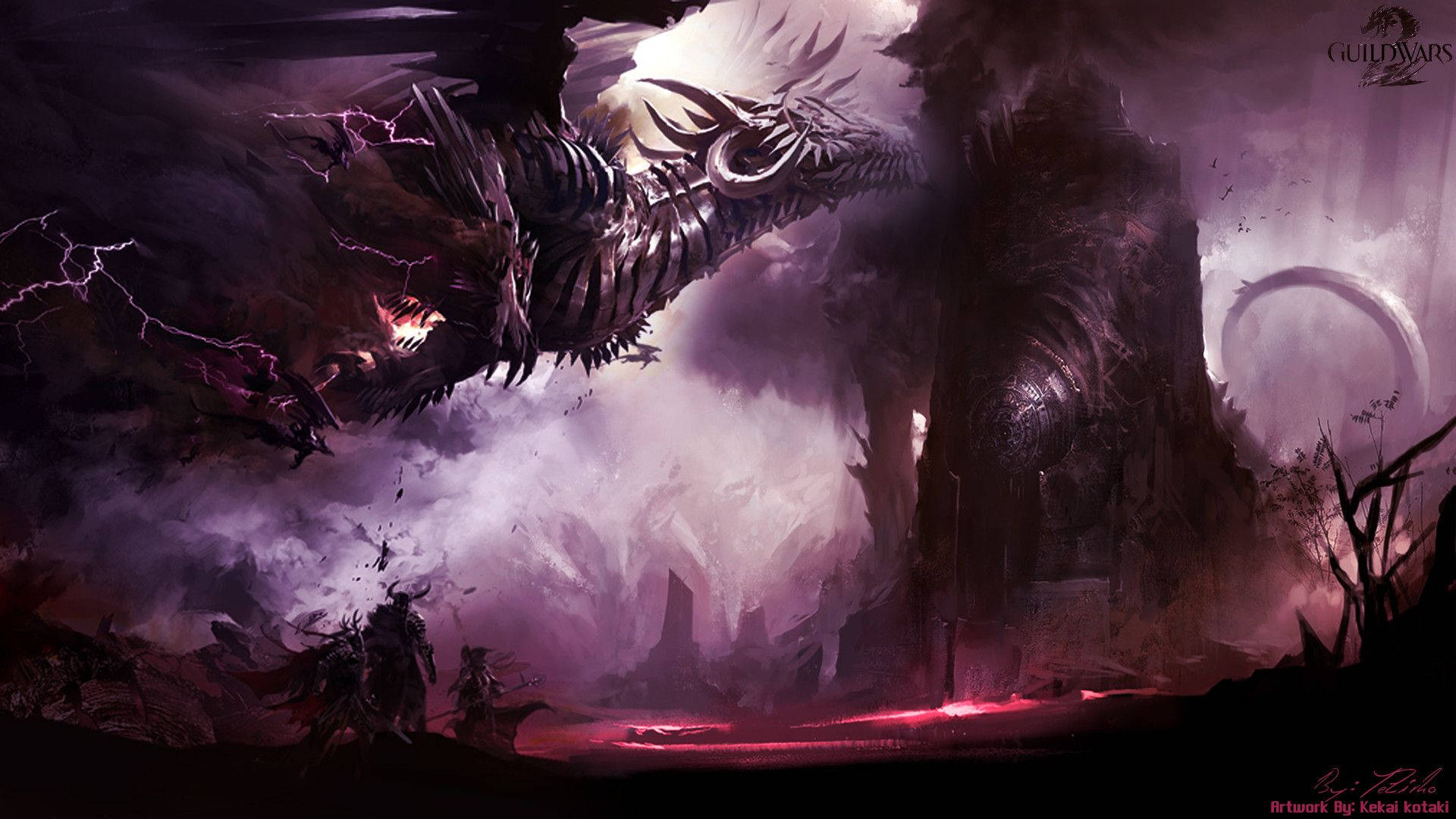 Fondo de pantalla: Enigmático dragón japonés oscuro y ahumado en pantalla de PC Fondos de pantalla