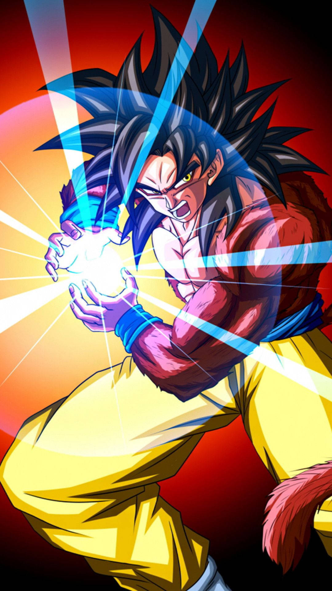 Fondo de pantalla iPhone de Son Goku con onda Kamehameha Fondos de pantalla