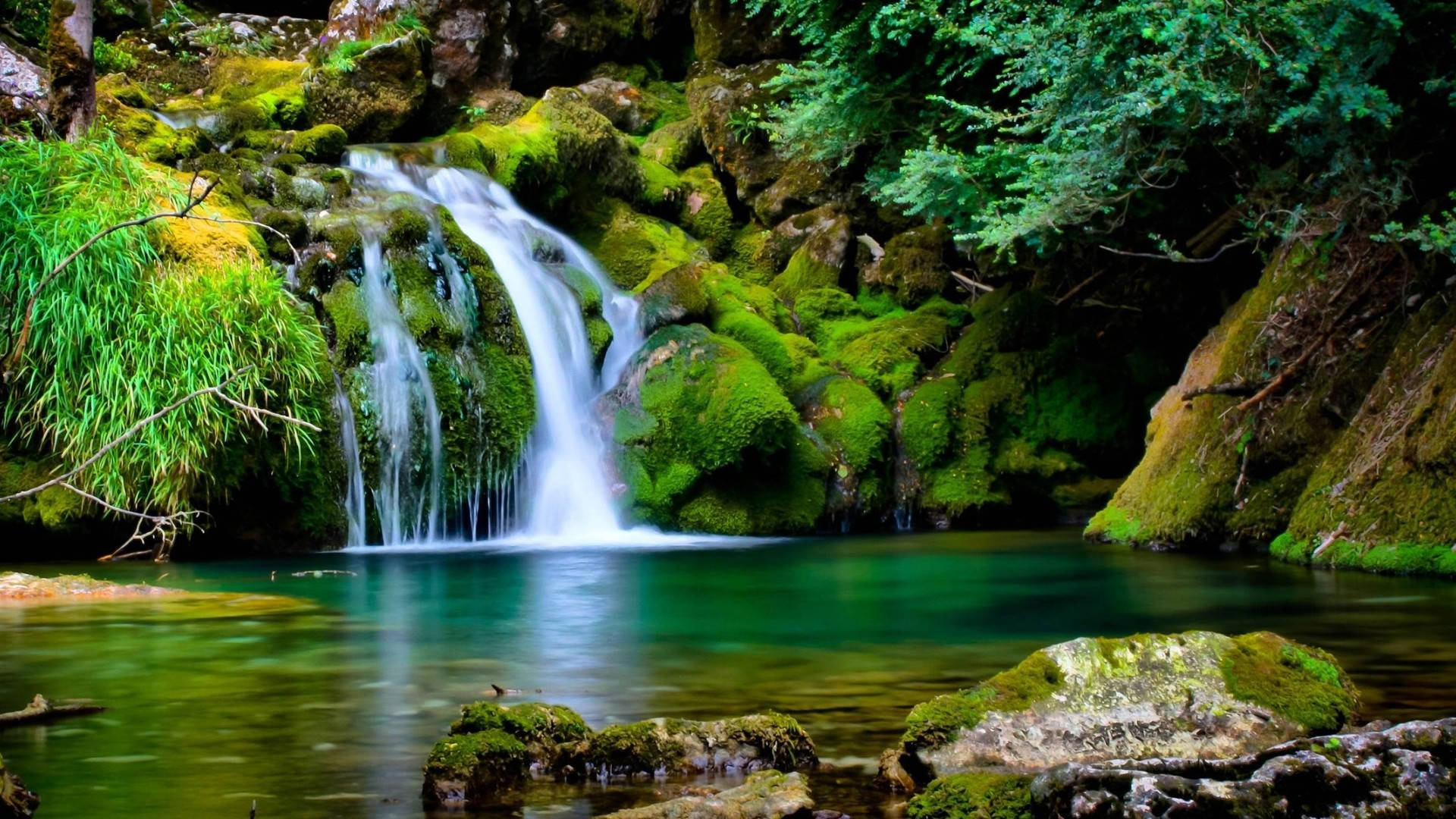 Fondo de Pantalla Único de Cascada para Laptop