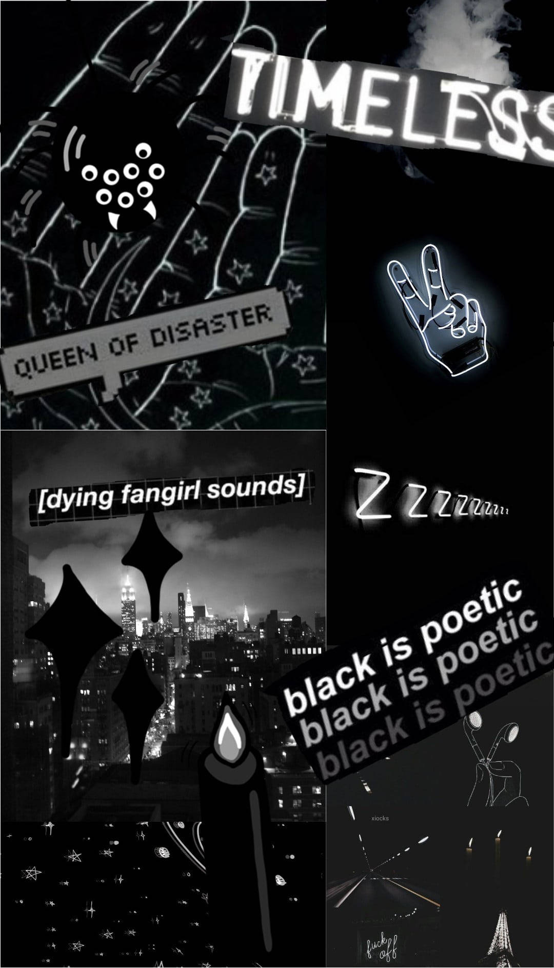 Fondo de pantalla collage negro estética alternativa Fondos de pantalla