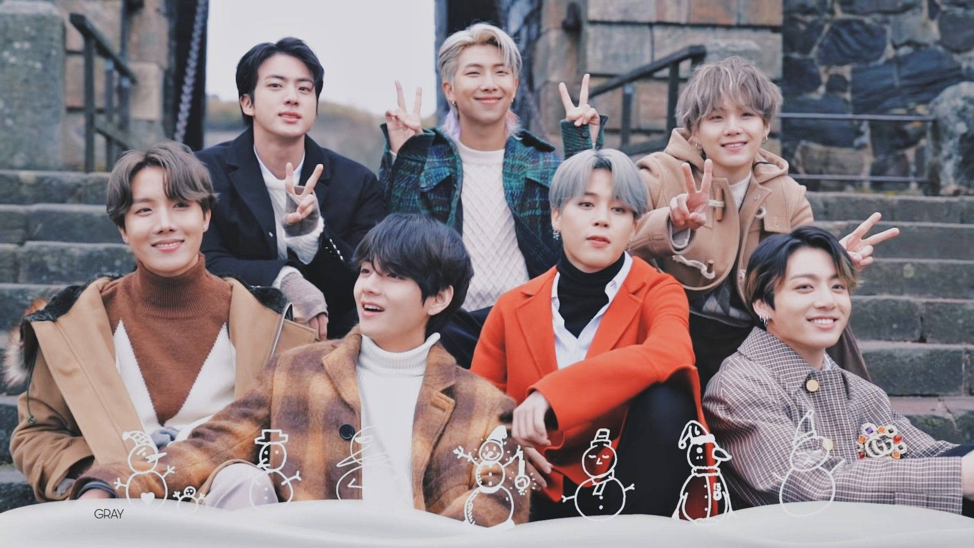 Fondo de pantalla de BTS con muñeco de nieve Fondos de pantalla