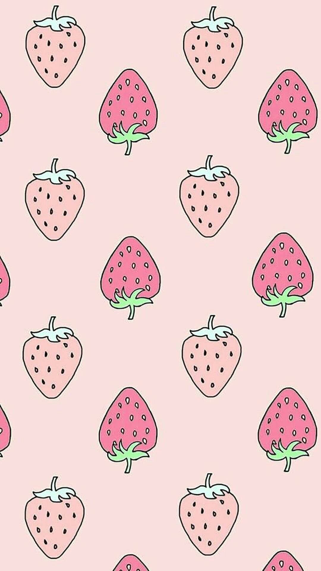 Fondo de pantalla encantador de fresa estético para iPhone Fondos de pantalla
