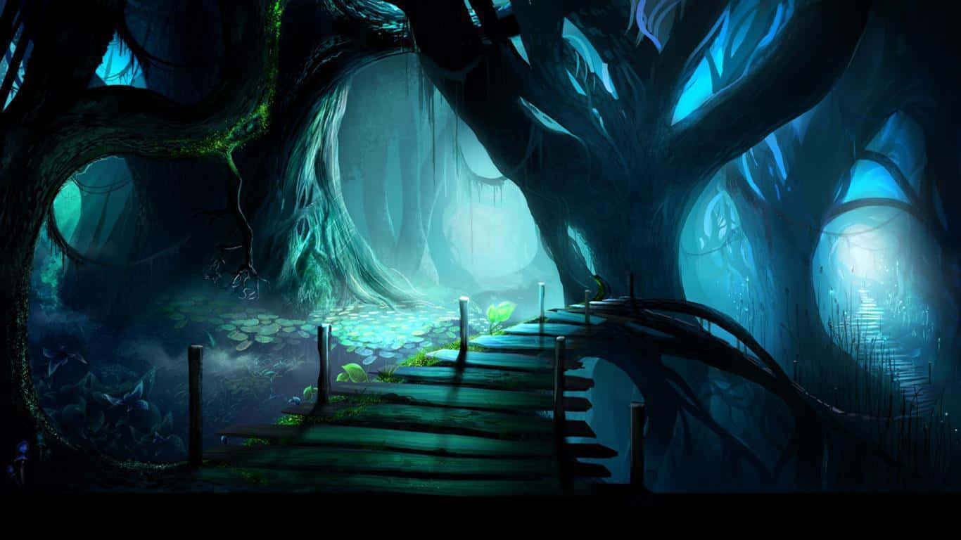 Fondo de Pantalla 1366x768 de Bosque Oscuro Fondos de pantalla