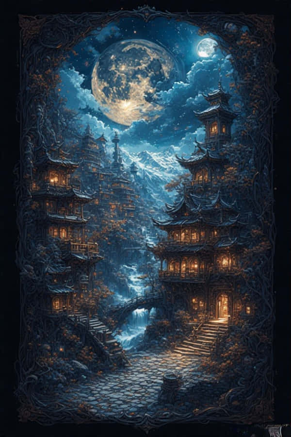 Fondo de Pantalla 4K de Escena Nocturna Tibetana con Inspiración Gótica Fondos de pantalla
