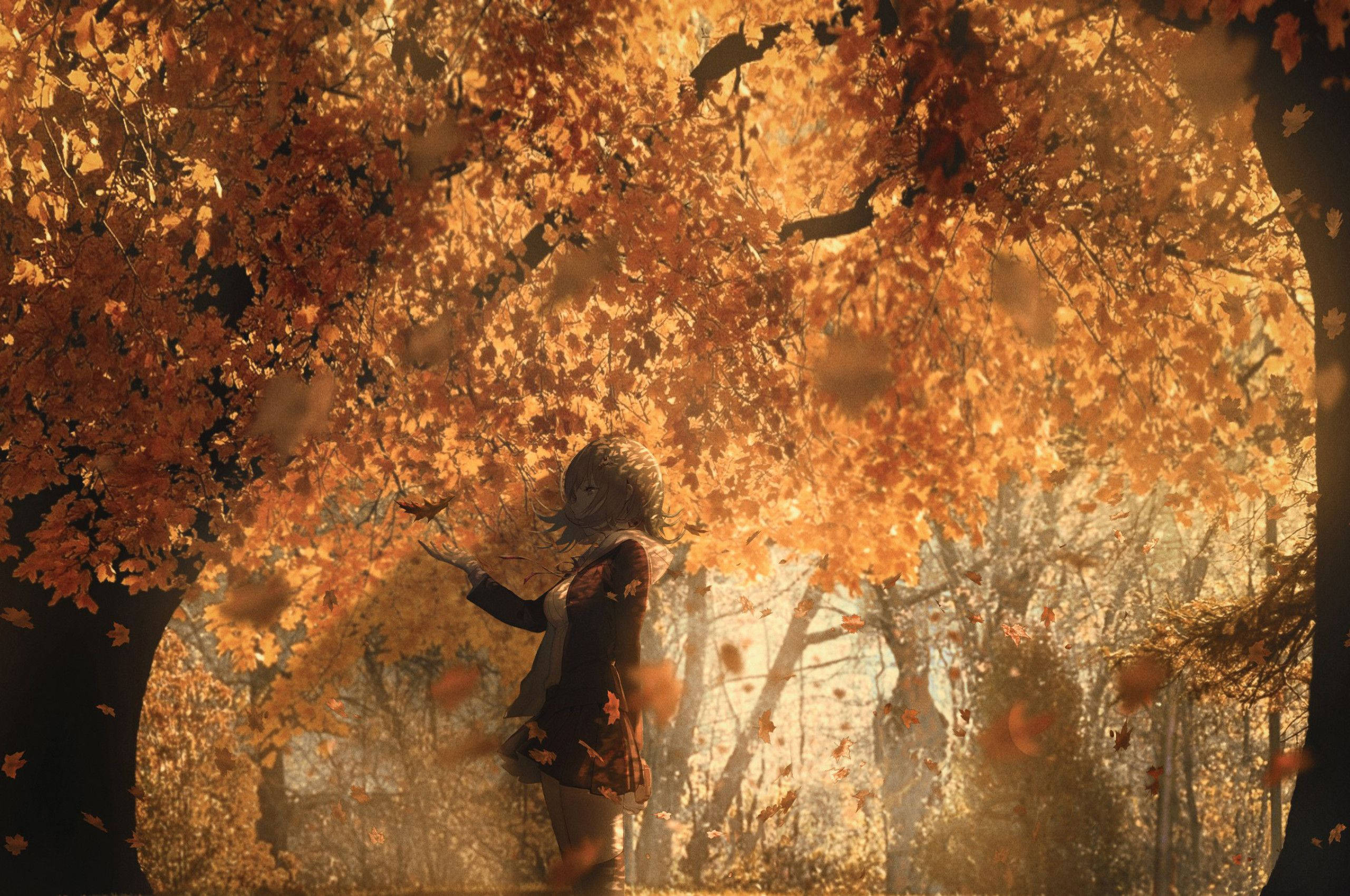 Fondo de pantalla aesthetic de anime otoño para Chromebook Fondos de pantalla