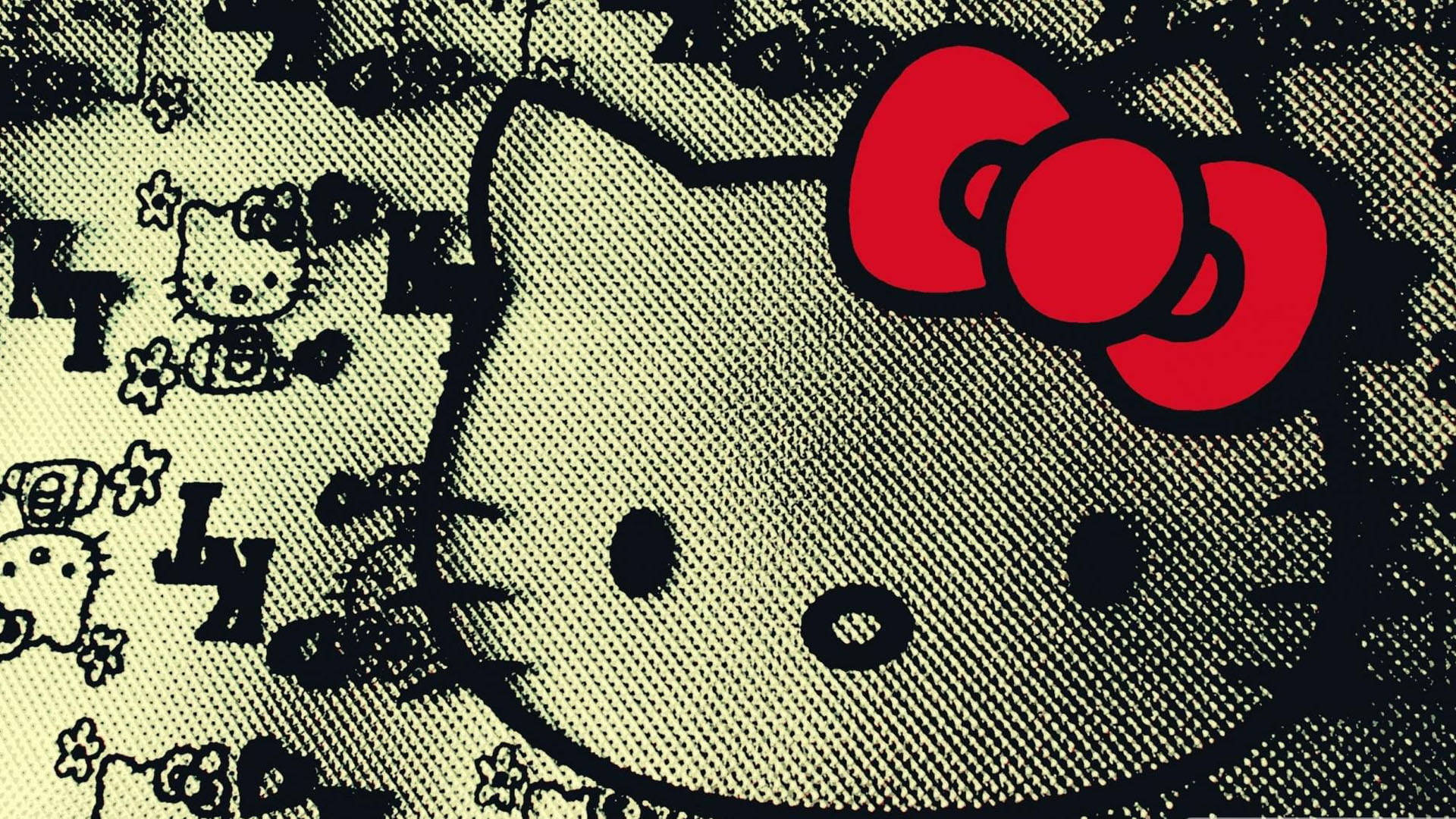 Fondo de Pantalla Artístico de Hello Kitty en Negro Fondos de pantalla