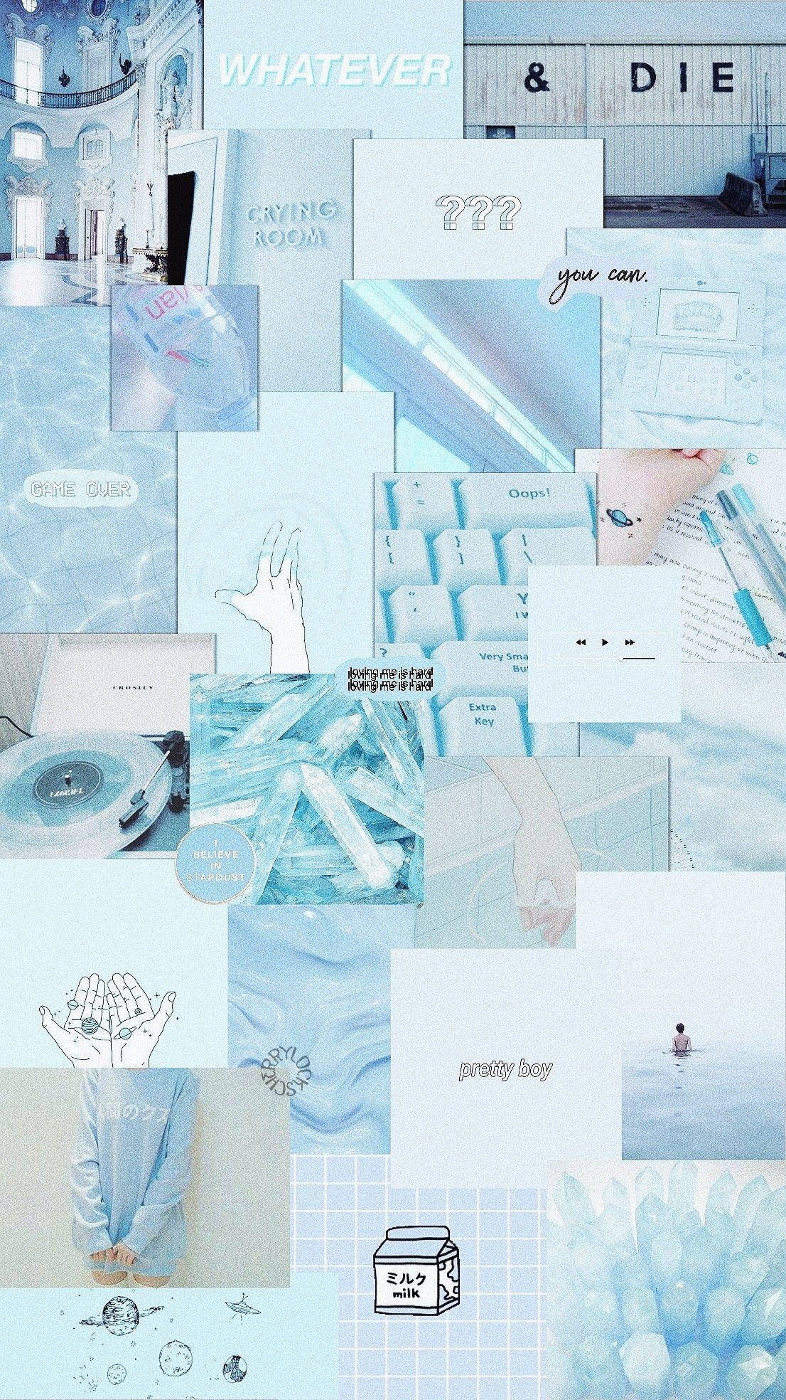 Fondo de pantalla collage azul estético simple Fondos de pantalla