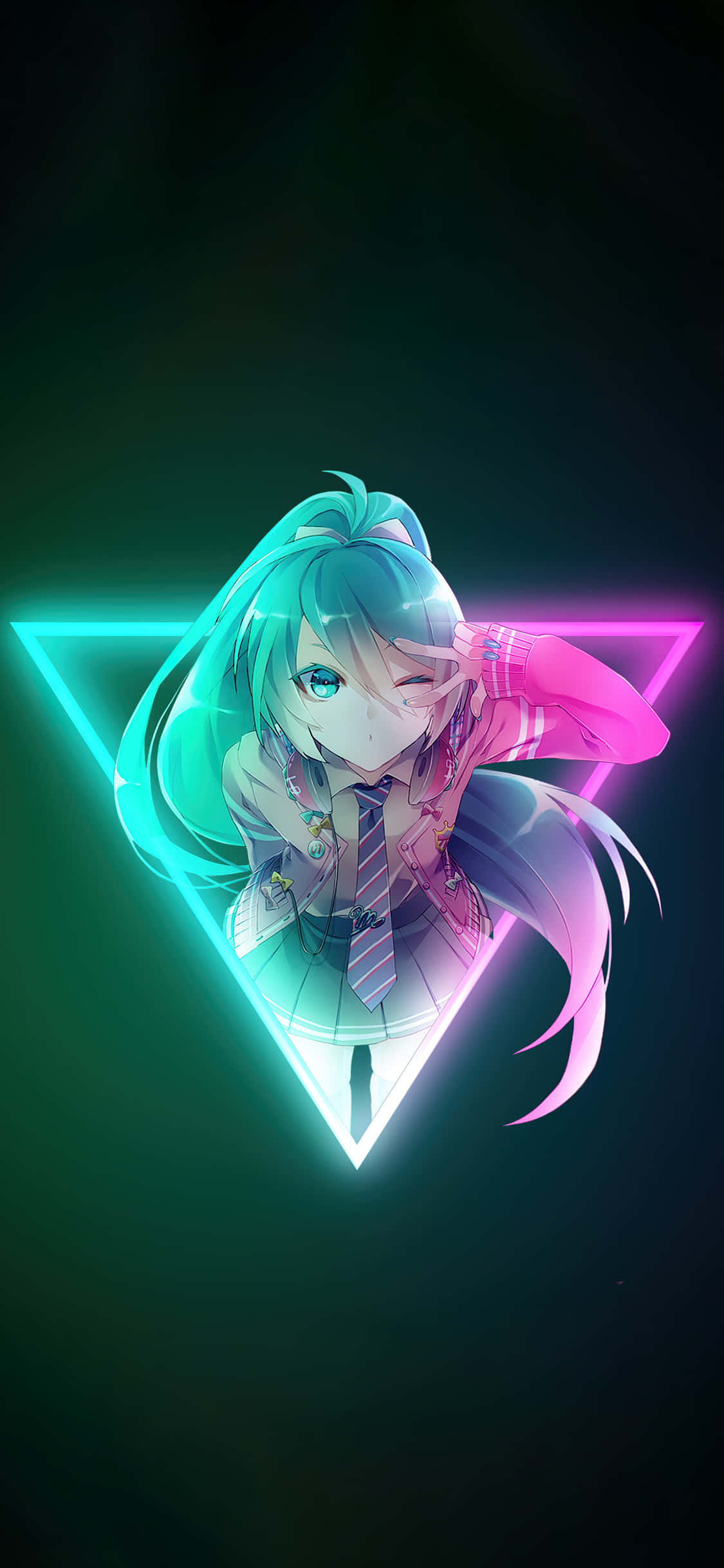 Fondo de pantalla de bloqueo de chica anime neón Fondos de pantalla