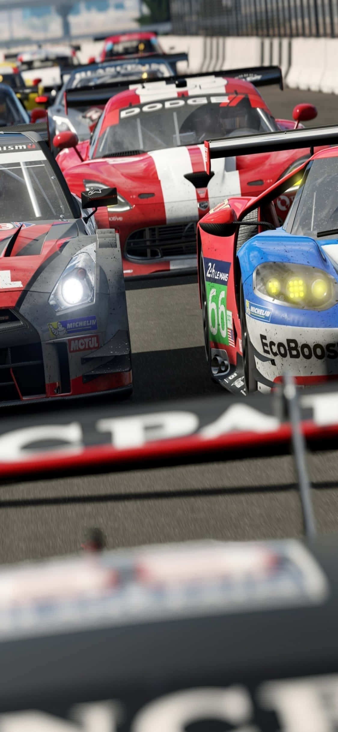 Fondo de pantalla de Ford GT rojo y blanco para iPhone X Forza Motorsport 7 Fondos de pantalla