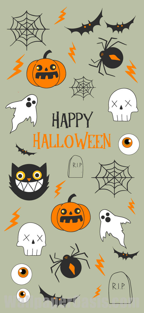 fondo de pantalla de halloween con una variedad de símbolos de halloween Fondos de pantalla