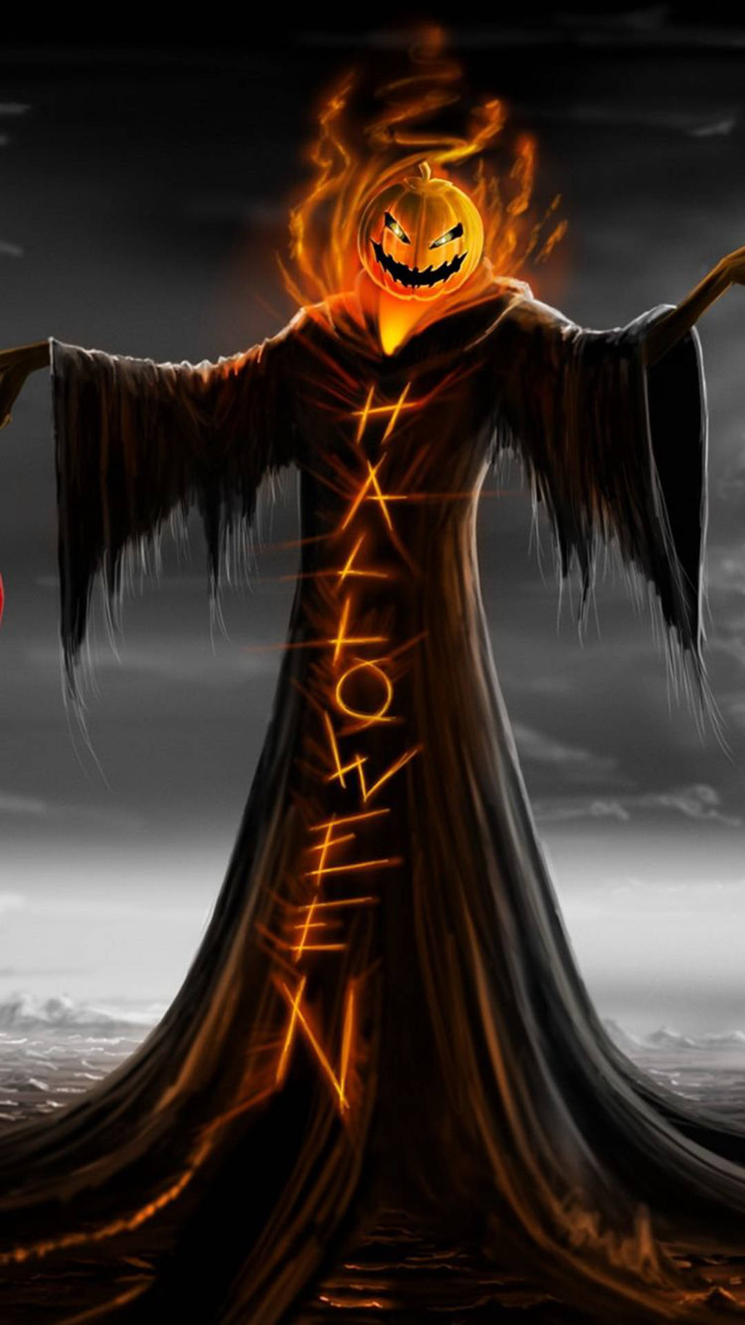 Fondo de pantalla de Halloween de Calabaza y la Parca para iPhone Fondos de pantalla