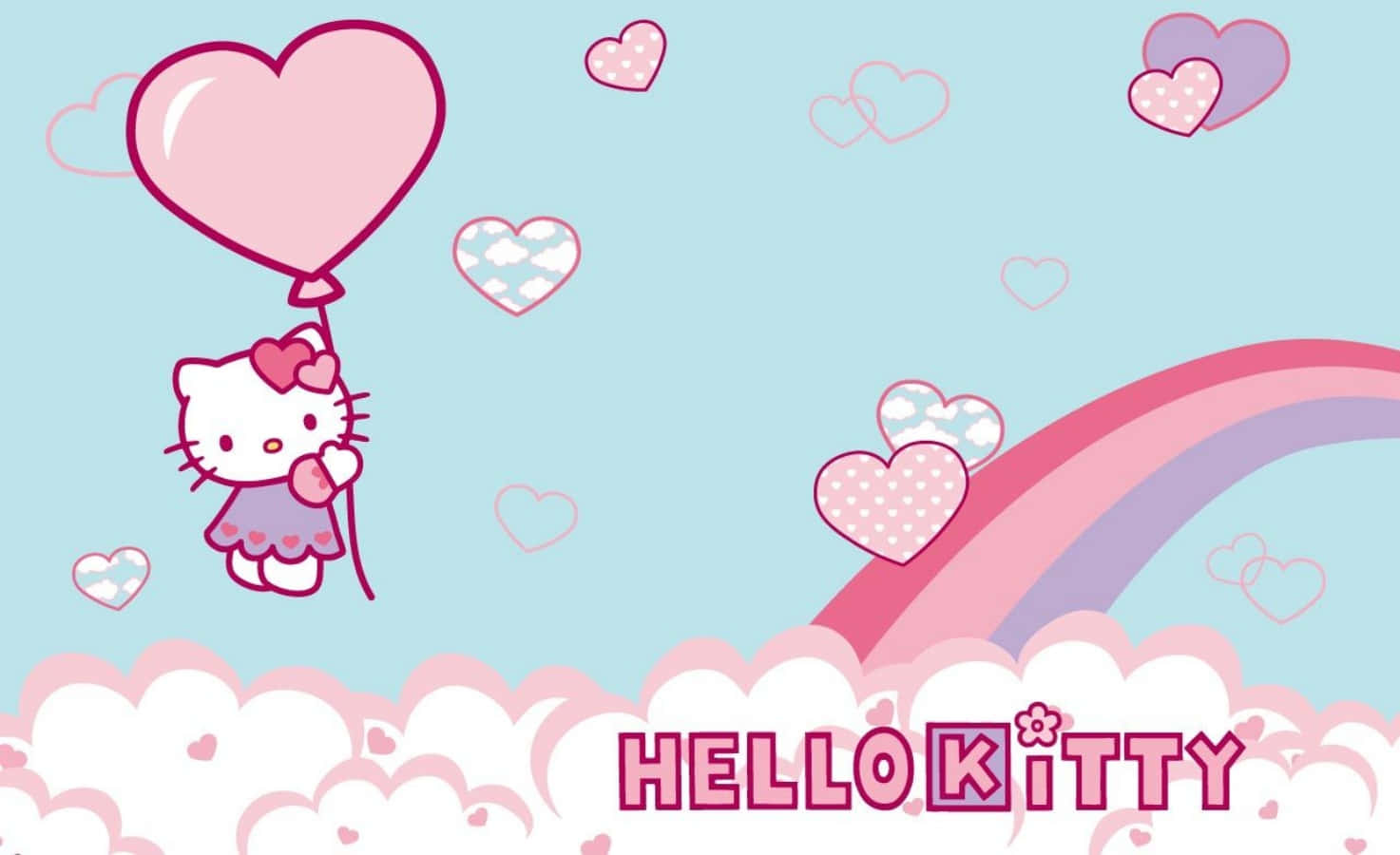 Fondo de pantalla de Hello Kitty, arcoíris y nubes para laptop Fondos de pantalla