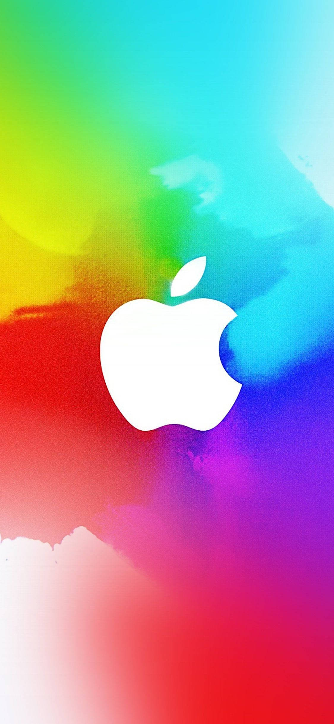 Fondo de pantalla de iPhone con logo de Apple blanco y arcoíris Fondos de pantalla