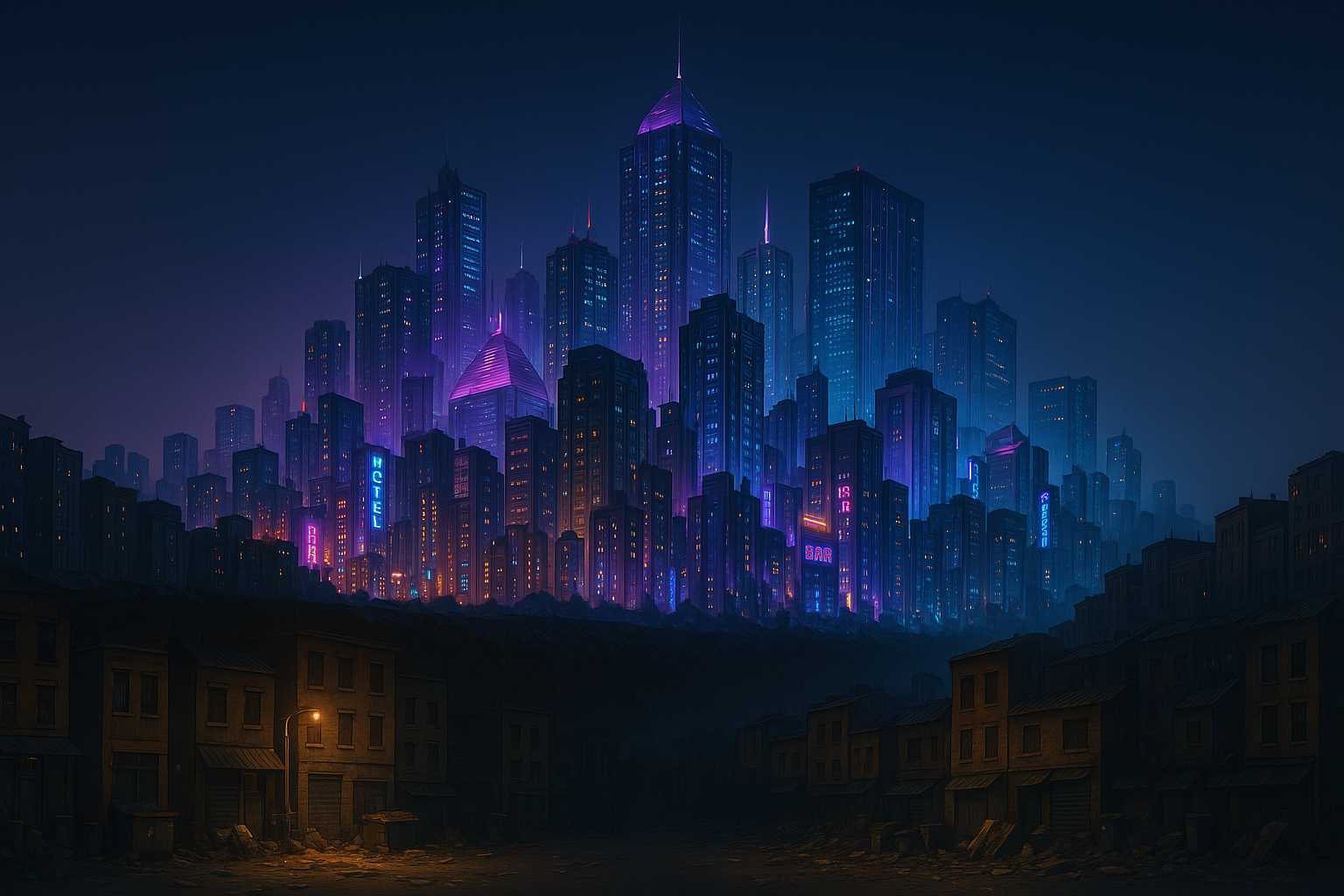 Fondo de Pantalla Estético de Ciudad Neón Fondos de pantalla