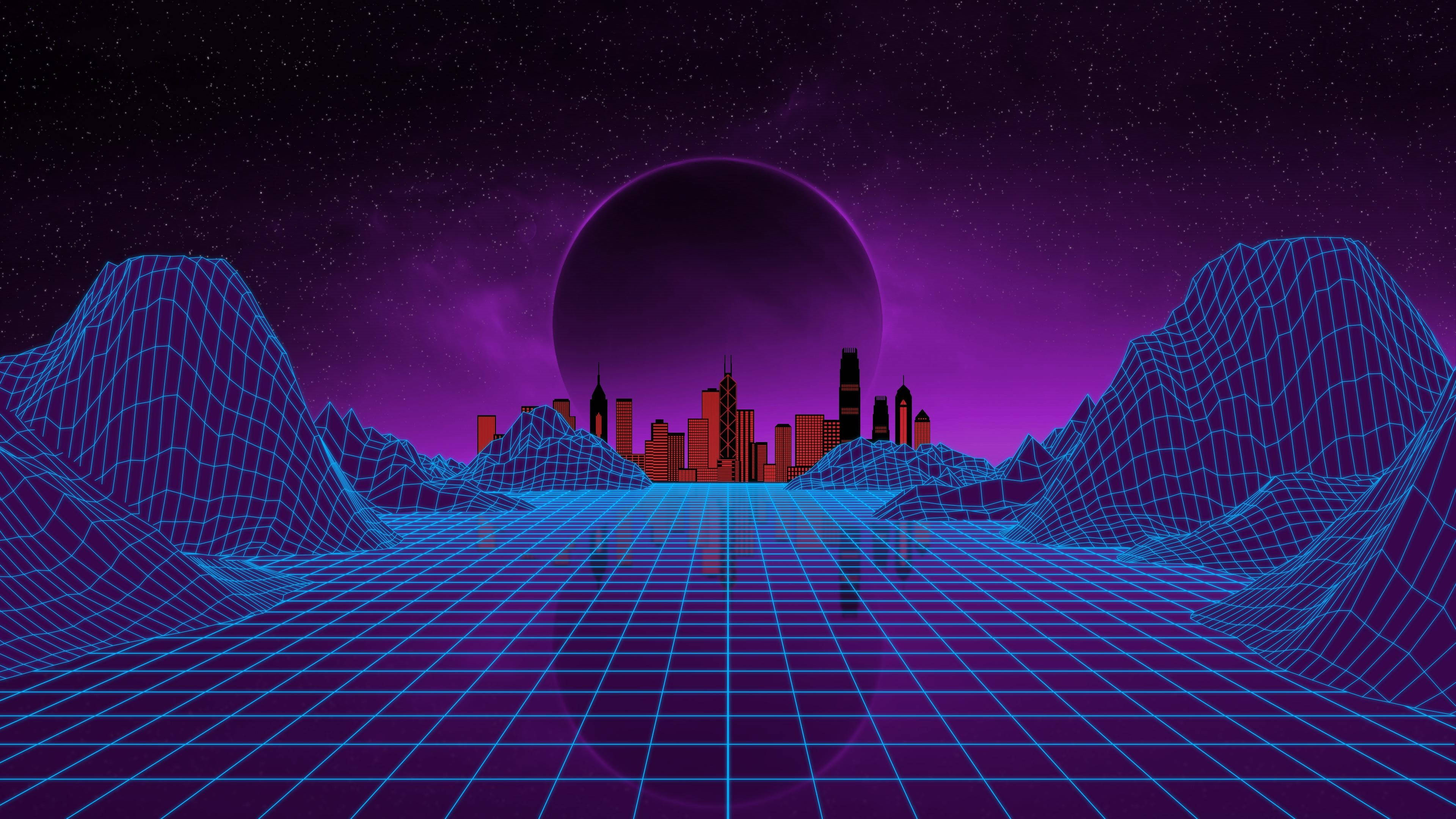 Fondo de pantalla estético morado con luna para laptop Fondos de pantalla