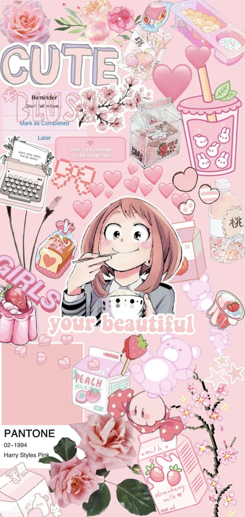 Fondo de pantalla estético rosa de Uraraka Fondos de pantalla