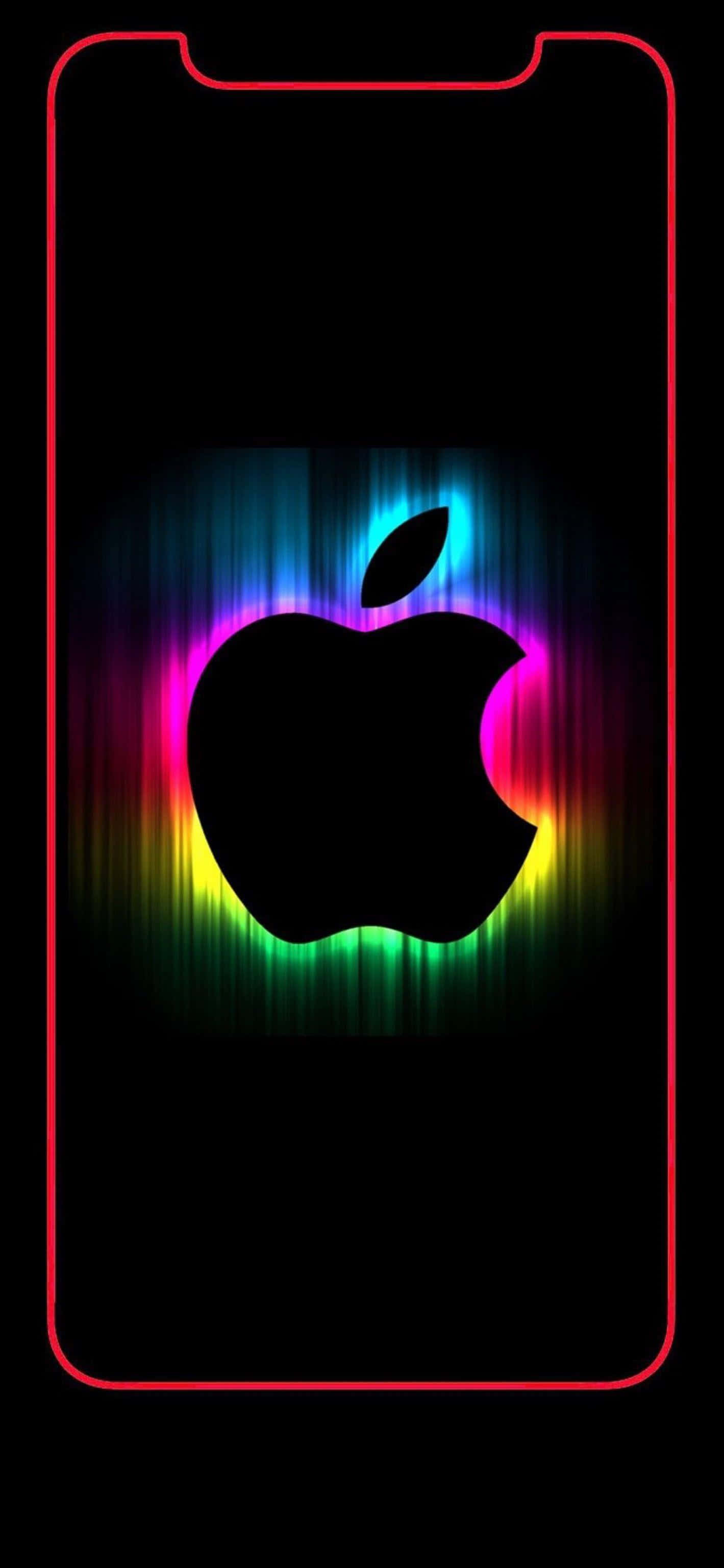 Fondo de pantalla HD de iPhone con arcoíris neón y logotipo de Apple Fondos de pantalla
