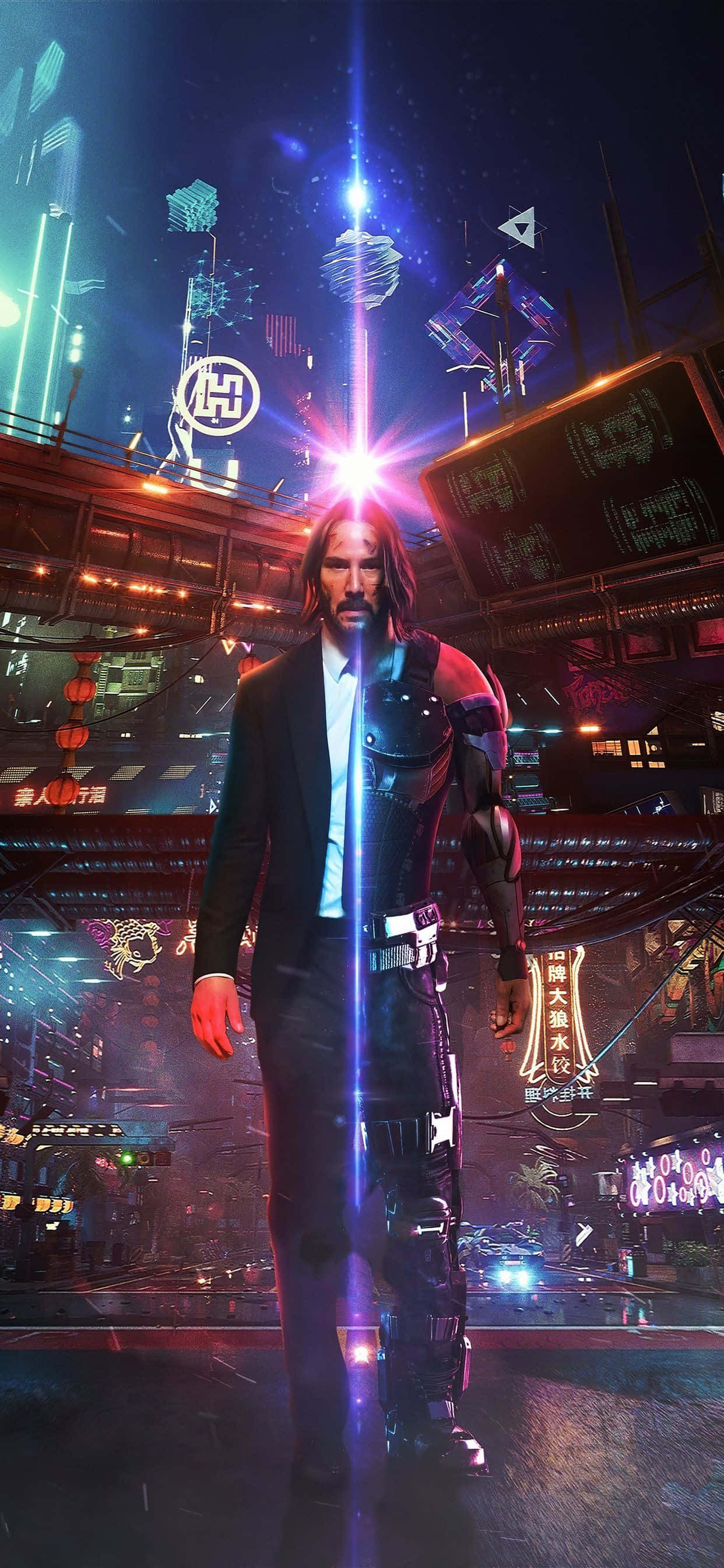 Fondo de pantalla iPhone XS Max con Keanu Reeves de Cyberpunk 2077 Fondos de pantalla