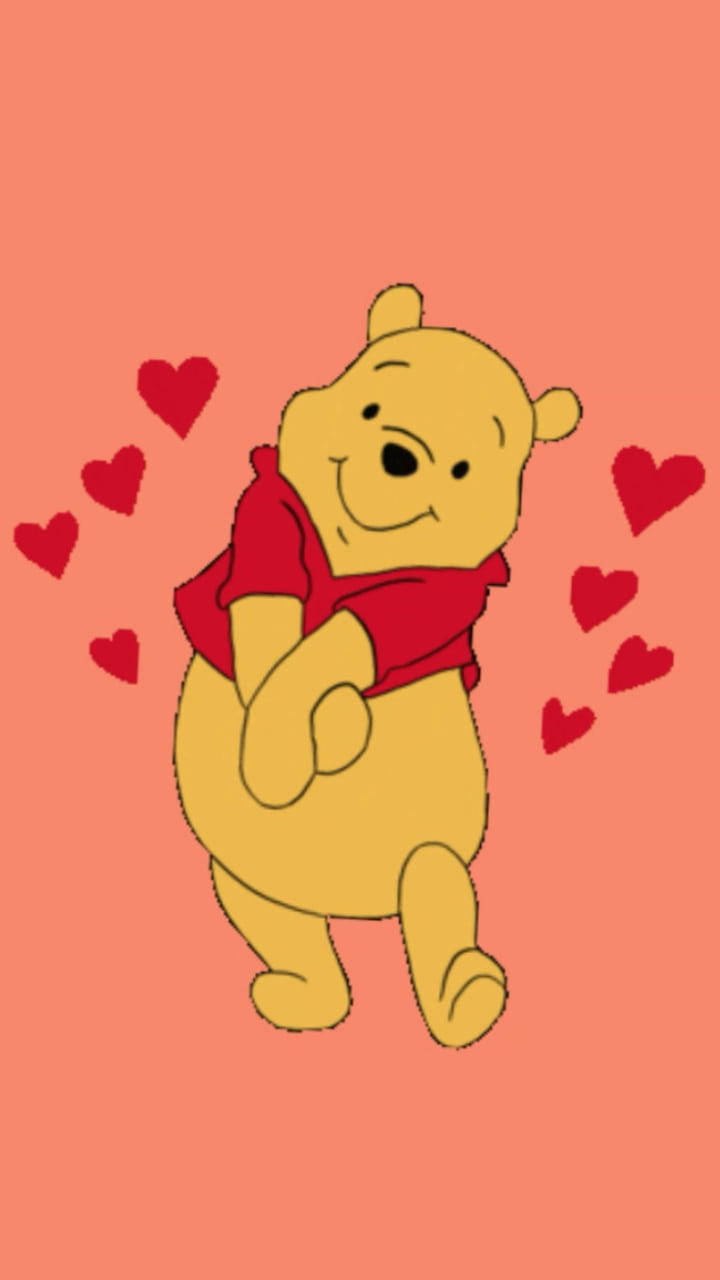 Fondo de pantalla lindo de Winnie The Pooh con corazones rojos para iPhone Fondos de pantalla