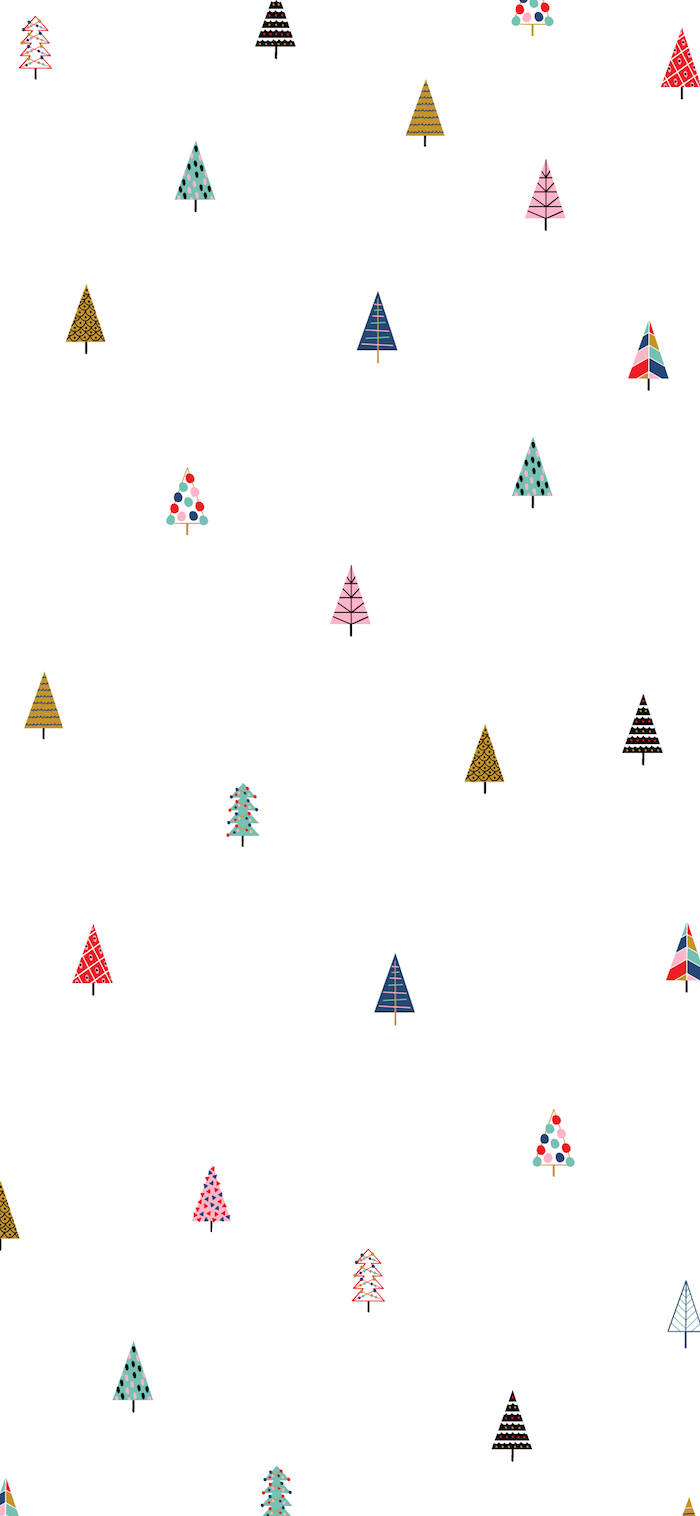 Fondo de pantalla navideño simple y lindo para iPhone con árboles coloridos Fondos de pantalla