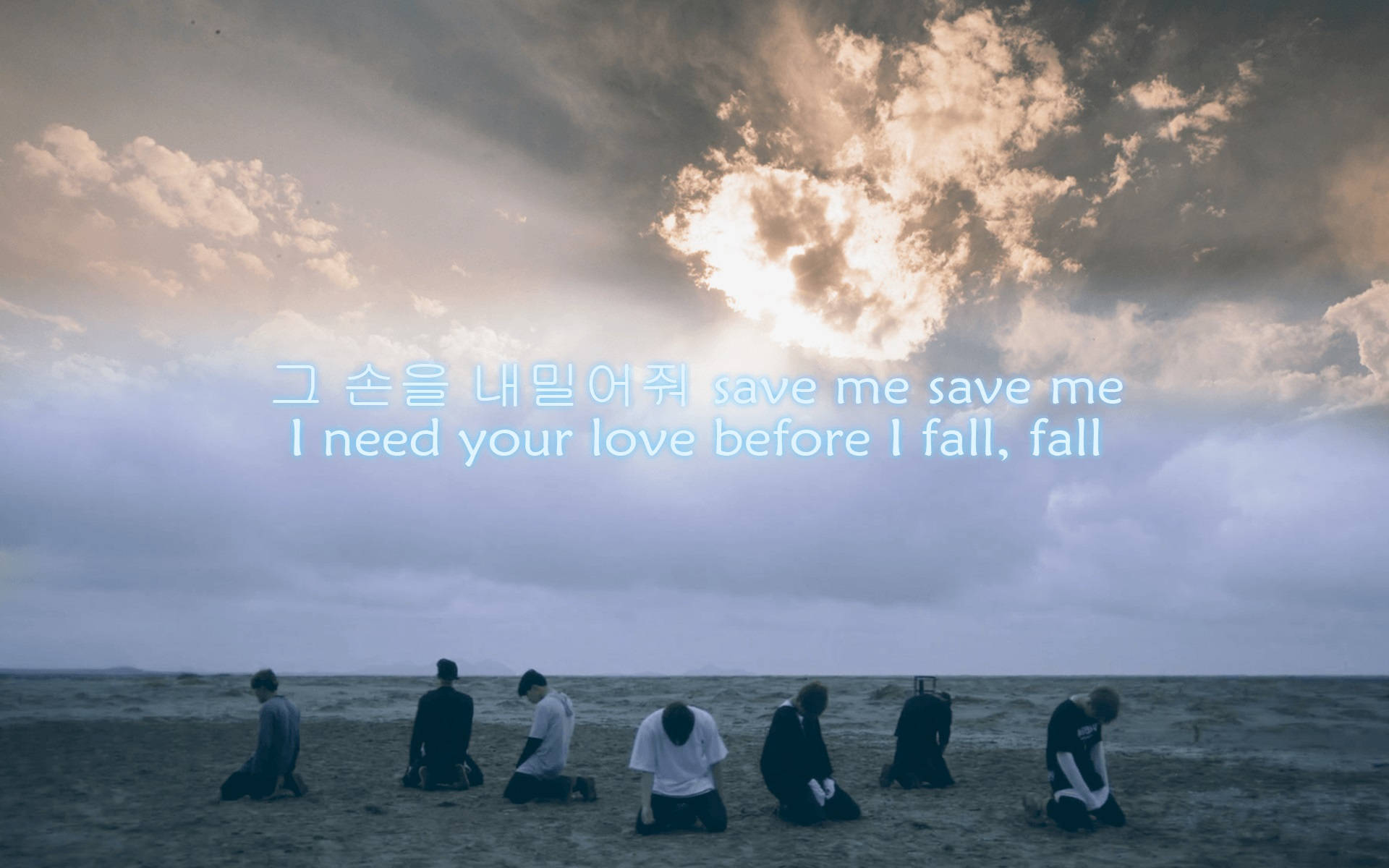 Fondo de pantalla para laptop con BTS y letra de Save Me Fondos de pantalla