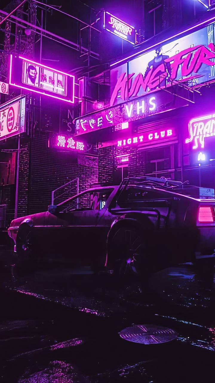 Fondo de pantalla retro de Night City para iPhone de Cyberpunk 2077 Fondos de pantalla