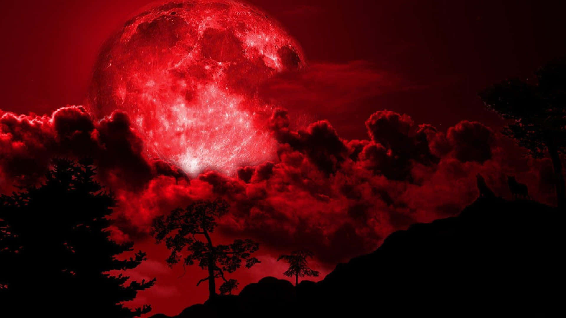 Fondo de pantalla rojo estético de luna, nubes y cielo para laptop Fondos de pantalla